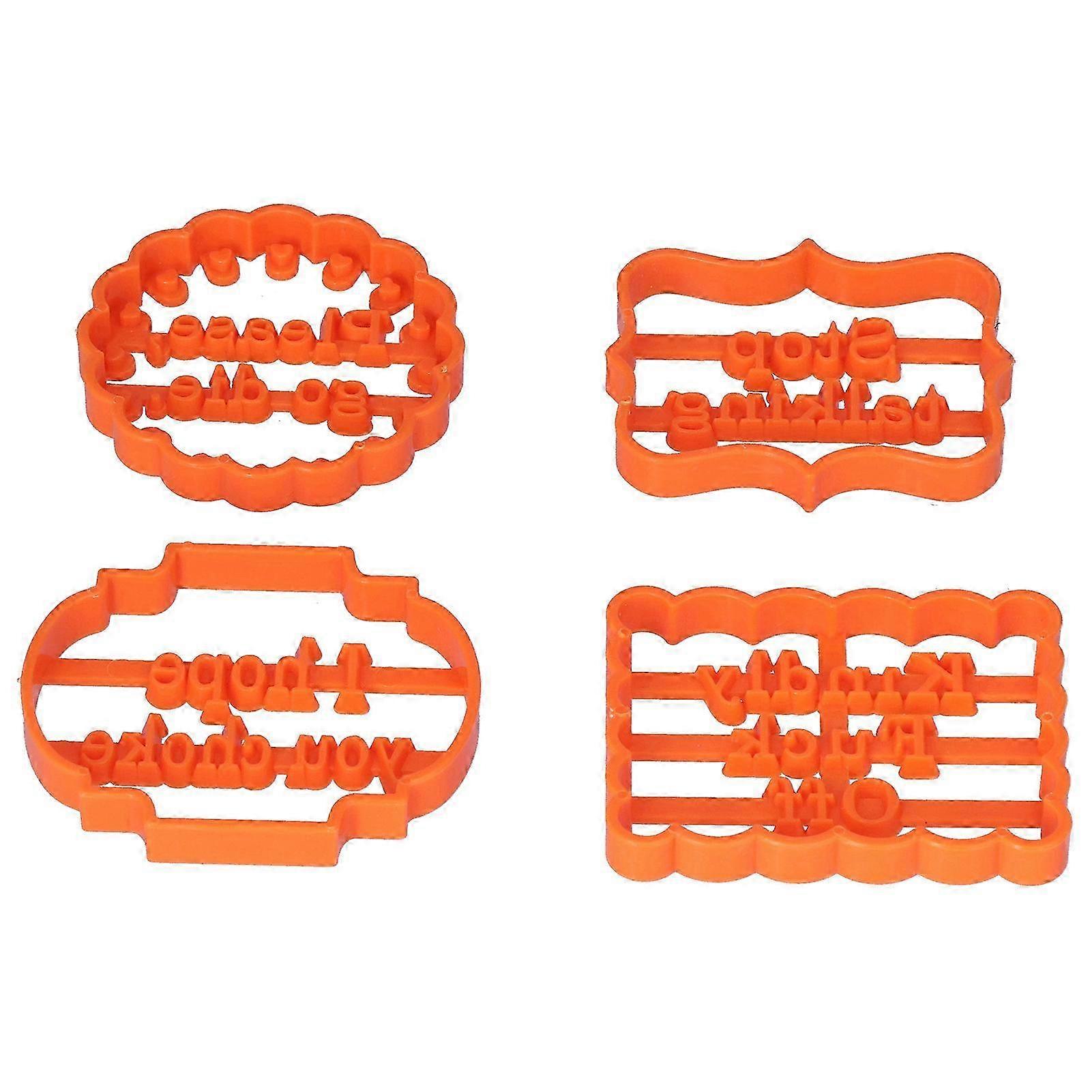 4個DIYベーキングクッキー型、家庭の誕生日と休日のためのフレーズ付き