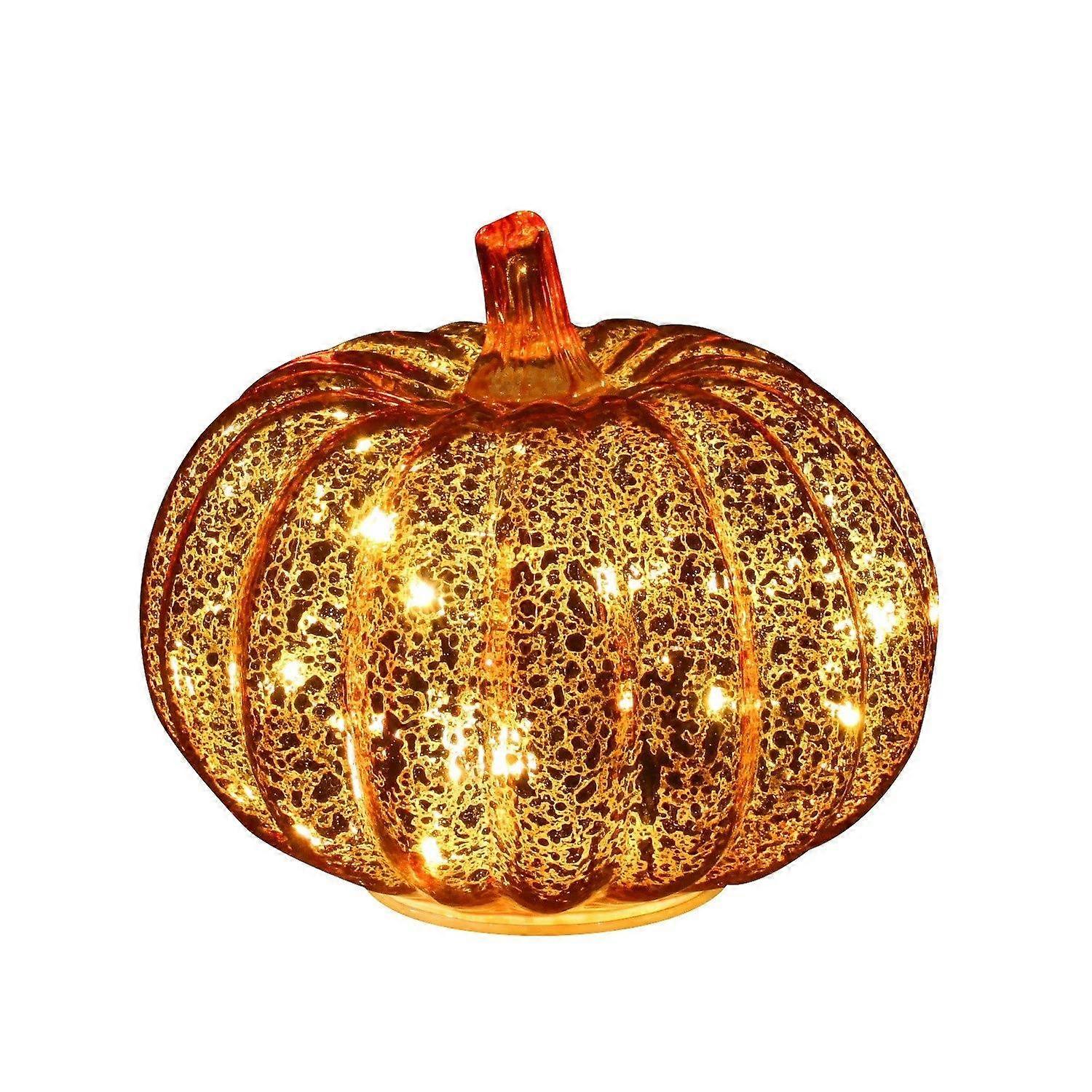 Twinkle LED Light Pumpkins, Timer Lighted Sparkling Starry Night Glass Pumpkins