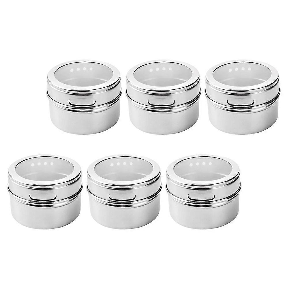 Magnetic Spice Containers Stainless Steel Seasoning Jar Restaurant 6.3X4.8CM Storage 6Pcs