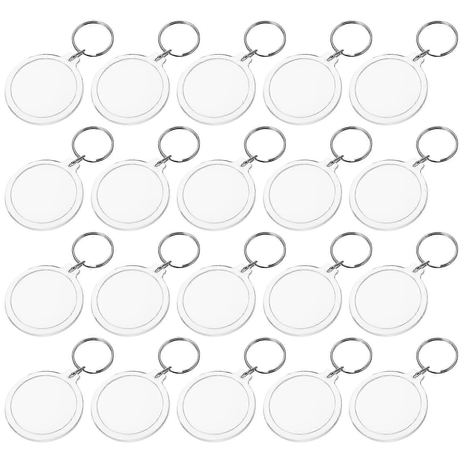 20pcs Acrylic Key Rings with Photo Frame Labels, Transparent Lightweight Key Tags for Luggage, Pet, Name ID, Durable Compact Design for Organization