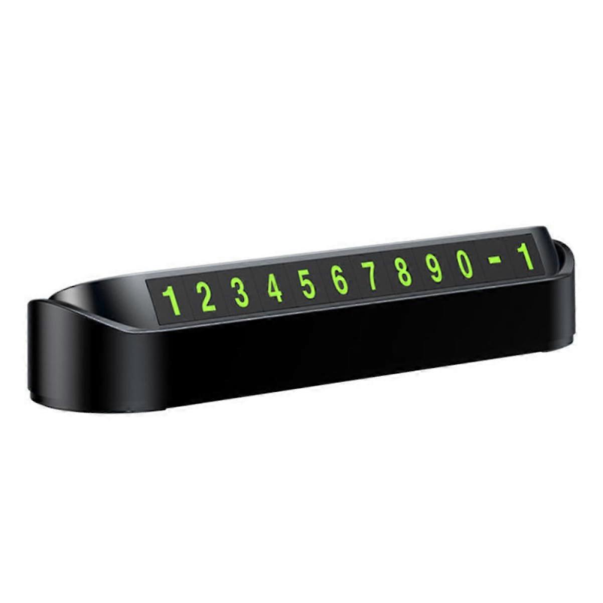 Temporary parking number card for cars, practical holder with license plate design, black at night, easy installation for parking spaces and streets.