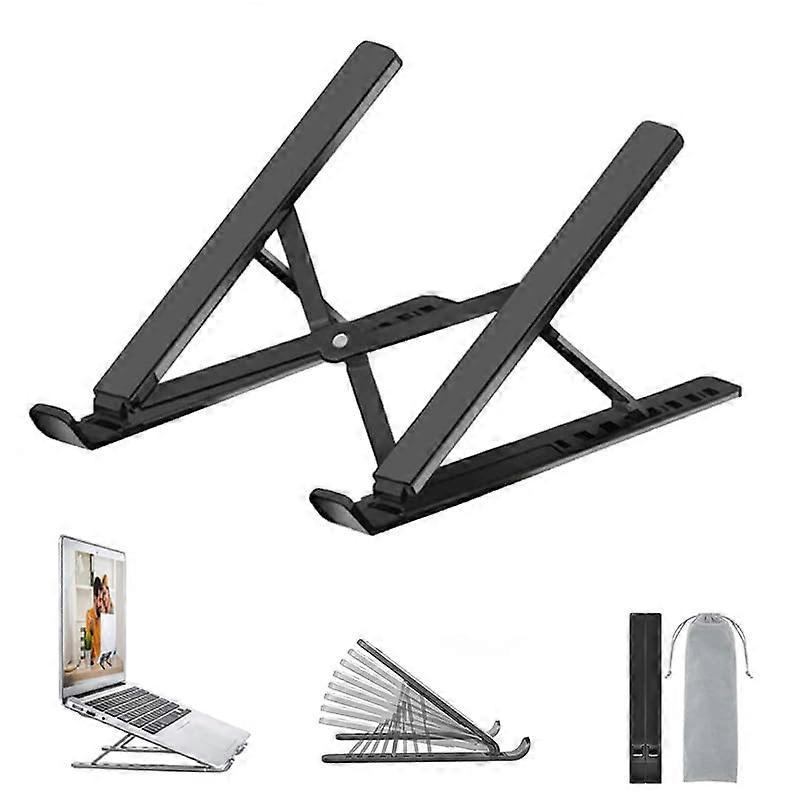 Laptop Stand, Foldable Height Adjustable Portable Stand for 10-17 Inch Laptops, Compatible with MacBook Pro, Air, Lenovo, HP, iPad, Black