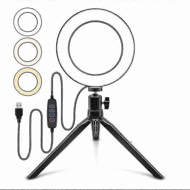 Dimmable LED Ring Light with Tripod and Phone Holder, 6/10 Inch Selfie Flash Lighting Kit