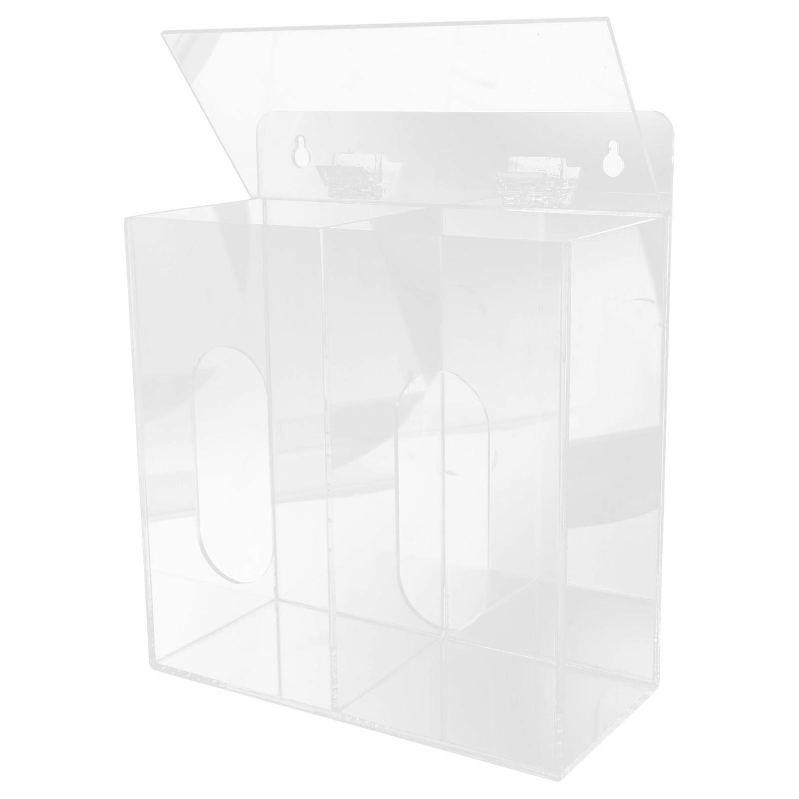 Wall Mounted Acrylic Glove Dispenser Compartment – Transparent Hygiene Organizer for Labs and Workspaces