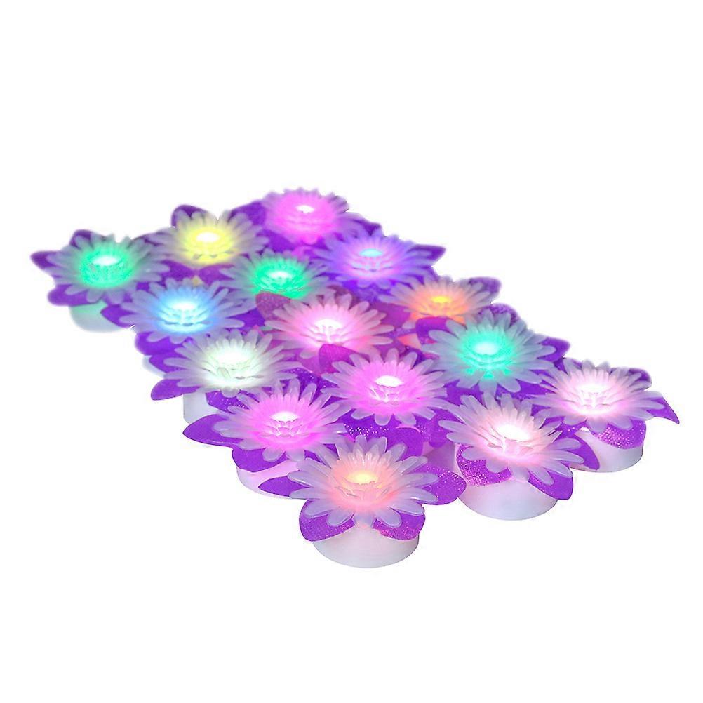 Purple LED Daisy Shape Candle Light for Decoration Create Romantic Atmosphere Safe