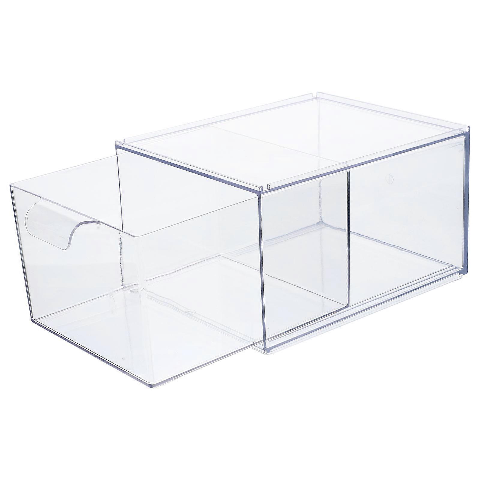 Stackable Cosmetic Storage Box For Bathroom Storage Clear Rectangular Organizer 1Pcs