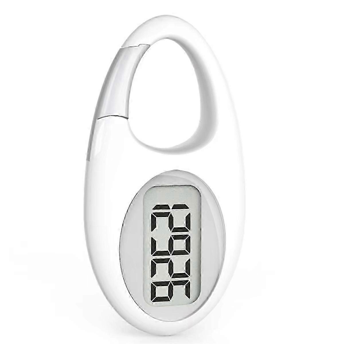 Mini Digital Pedometer 3D Walking Step Counter White & Silver
