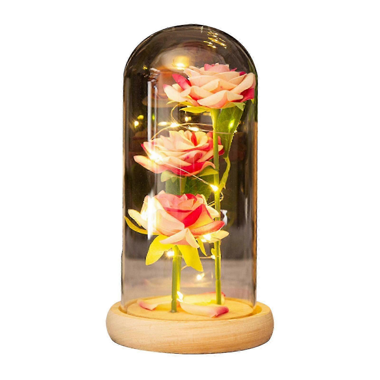 LED Eternal Rose σε Γυάλινο Θόλο με Ξύλινη Βάση για τους Λάτρεις των Ροζ Λουλουδιών, Ιδανικό Δώρο για τα Χριστούγεννα & την Ημέρα της Μητέρας