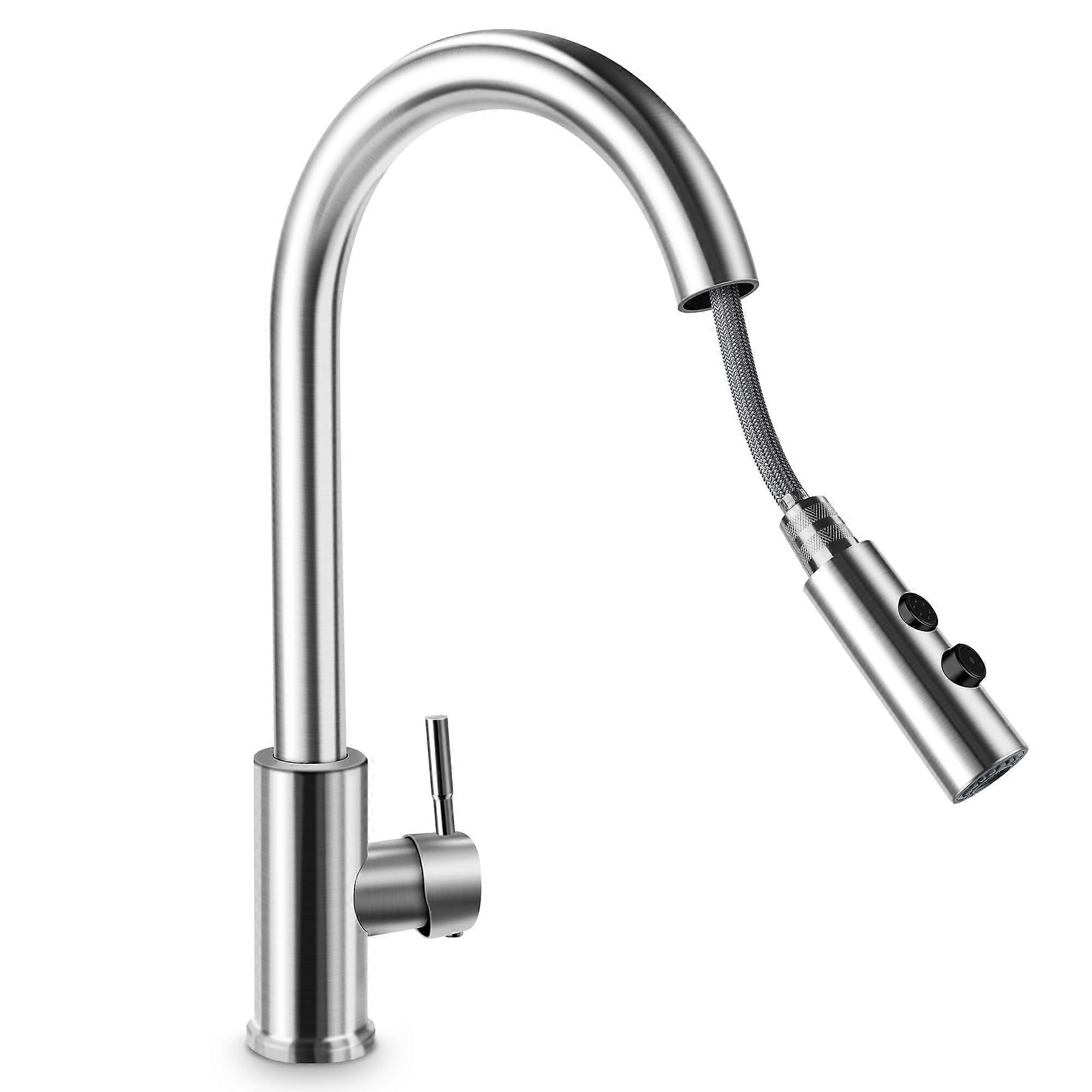 Stainless Steel Kitchen Tap With Flexible Spout Silver Finish