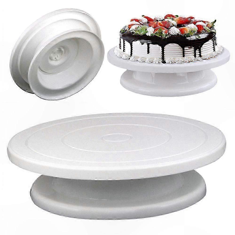 White 28cm Rotating Cake Stand for Baking and Serving with Elegant Design