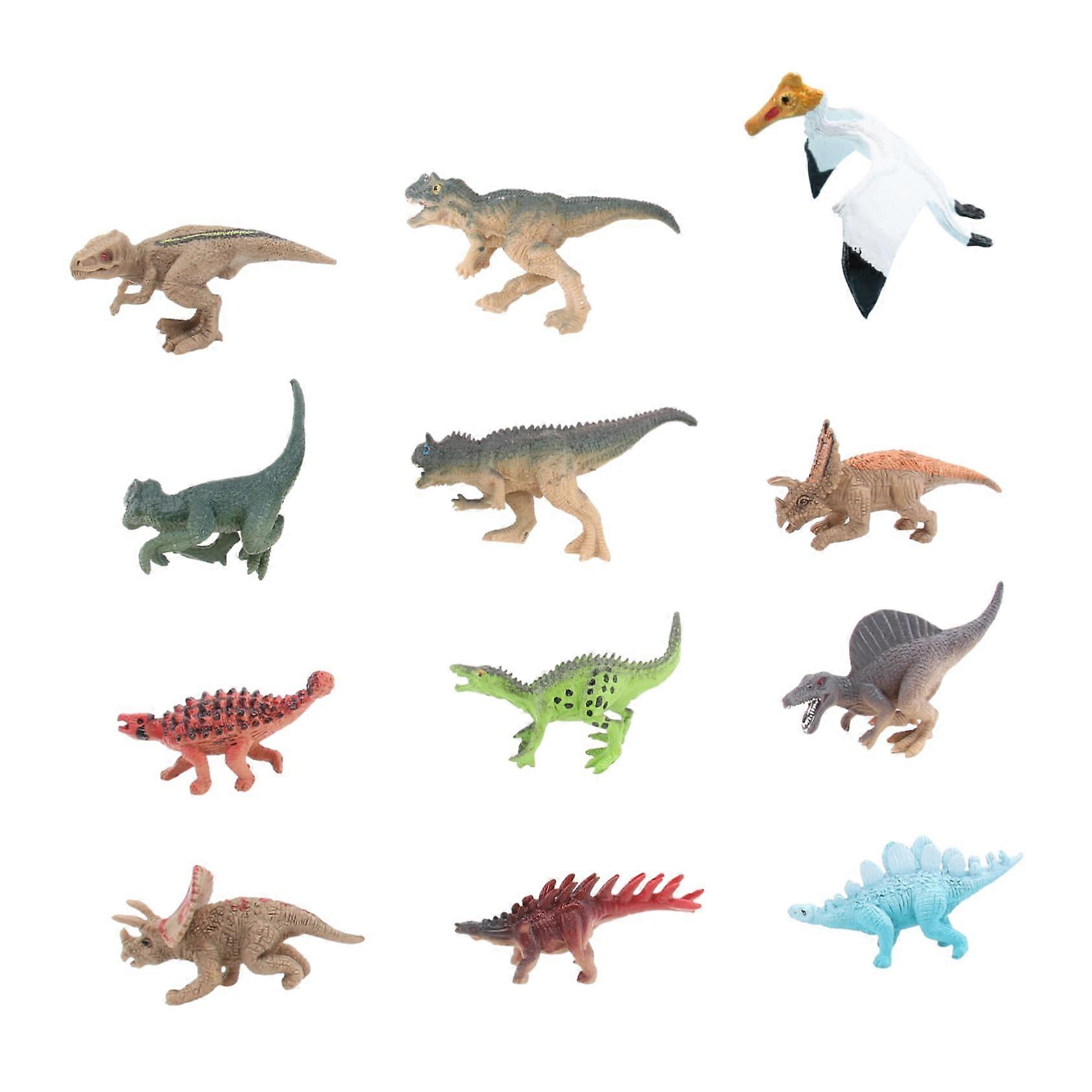 12-Piece Realistic Dinosaur Figures Set for Mini Dinosaur Imagination and Nature Understanding, Assorted Colors and Styles
