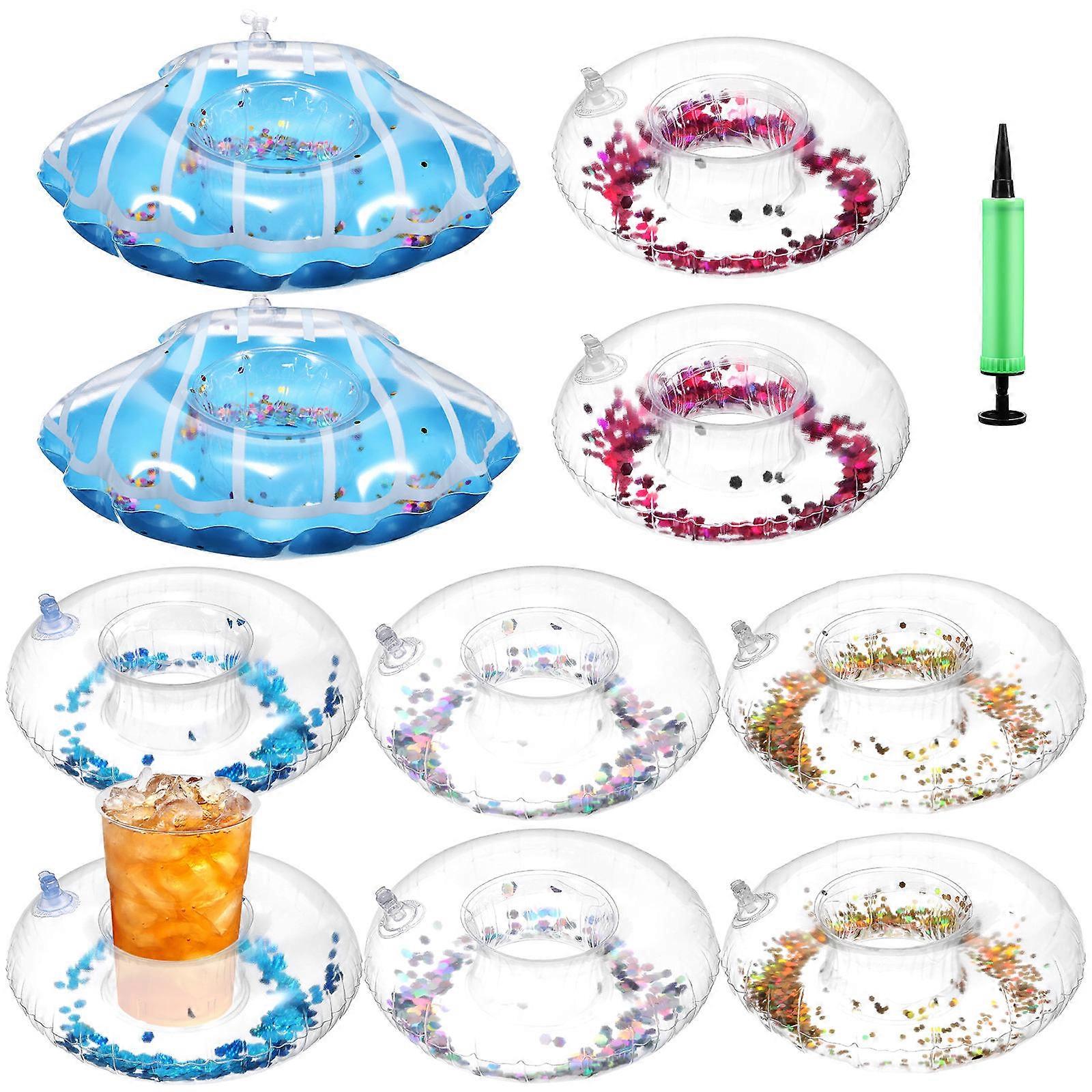 Inflatable Drink Holder 20 Pcs Floating Coaster Cup Holder for Swimming Pool Party Assorted Color Beverage Storage