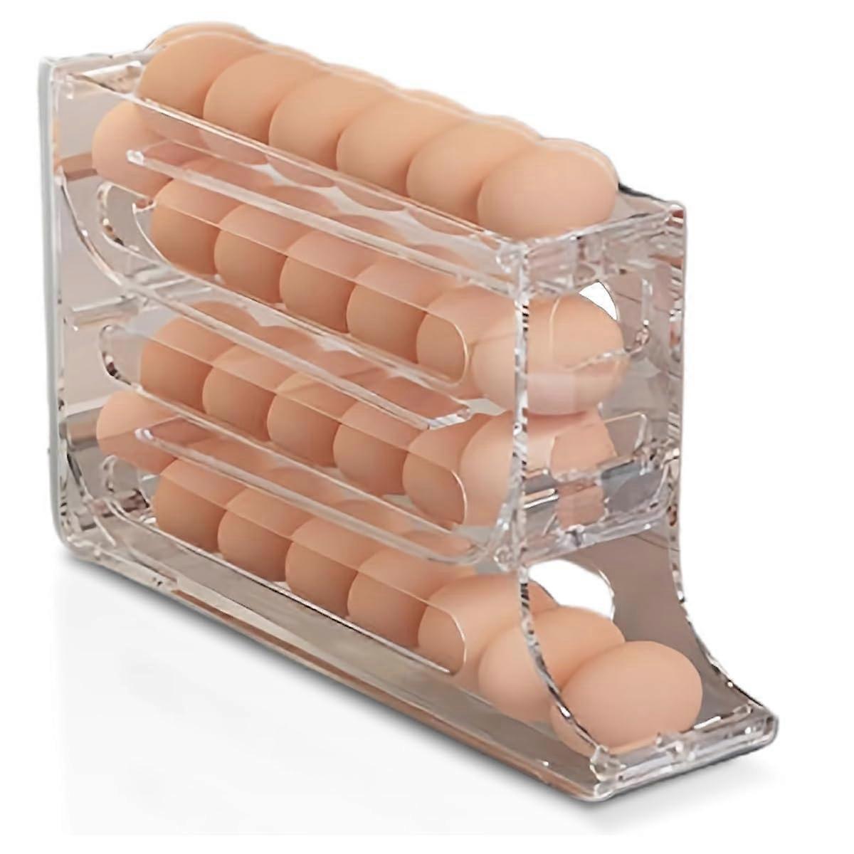 Egg Stand Rolling Egg Holder 4 Tiers Rolling Egg Dispenser for Fridge Kitchen