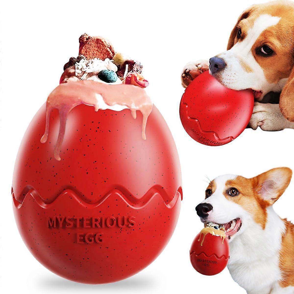 Interactive Dog Toys Treat Dispenser For Aggressive Chewers Slow Feeder For Small Medium Large Dogs Red