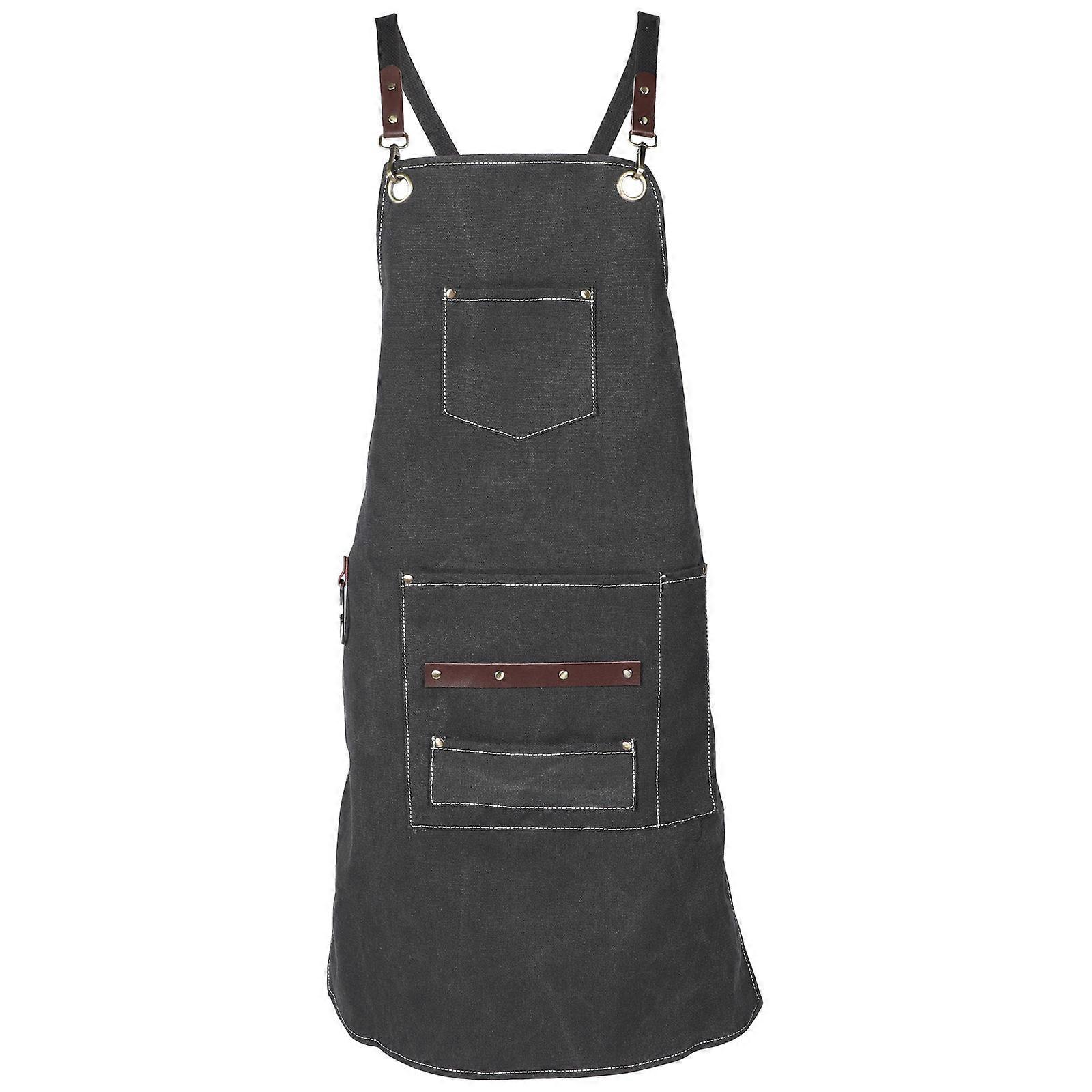 Black Canvas Apron for Kids with Pockets Stylish and Comfortable Hairdresser Helper