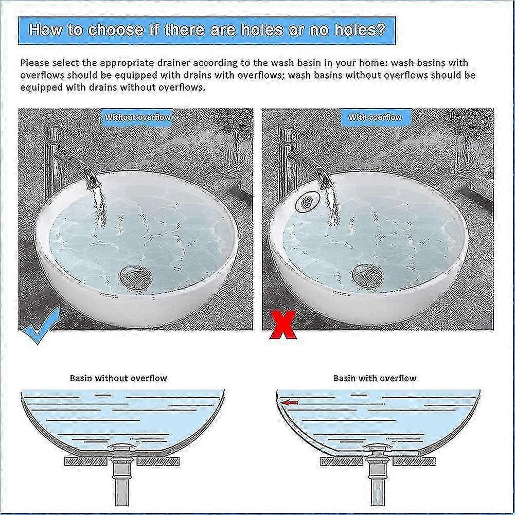 Universal Drain Set Without Overflow Sink Plug Pop Up Chrome-plated Brass Drain