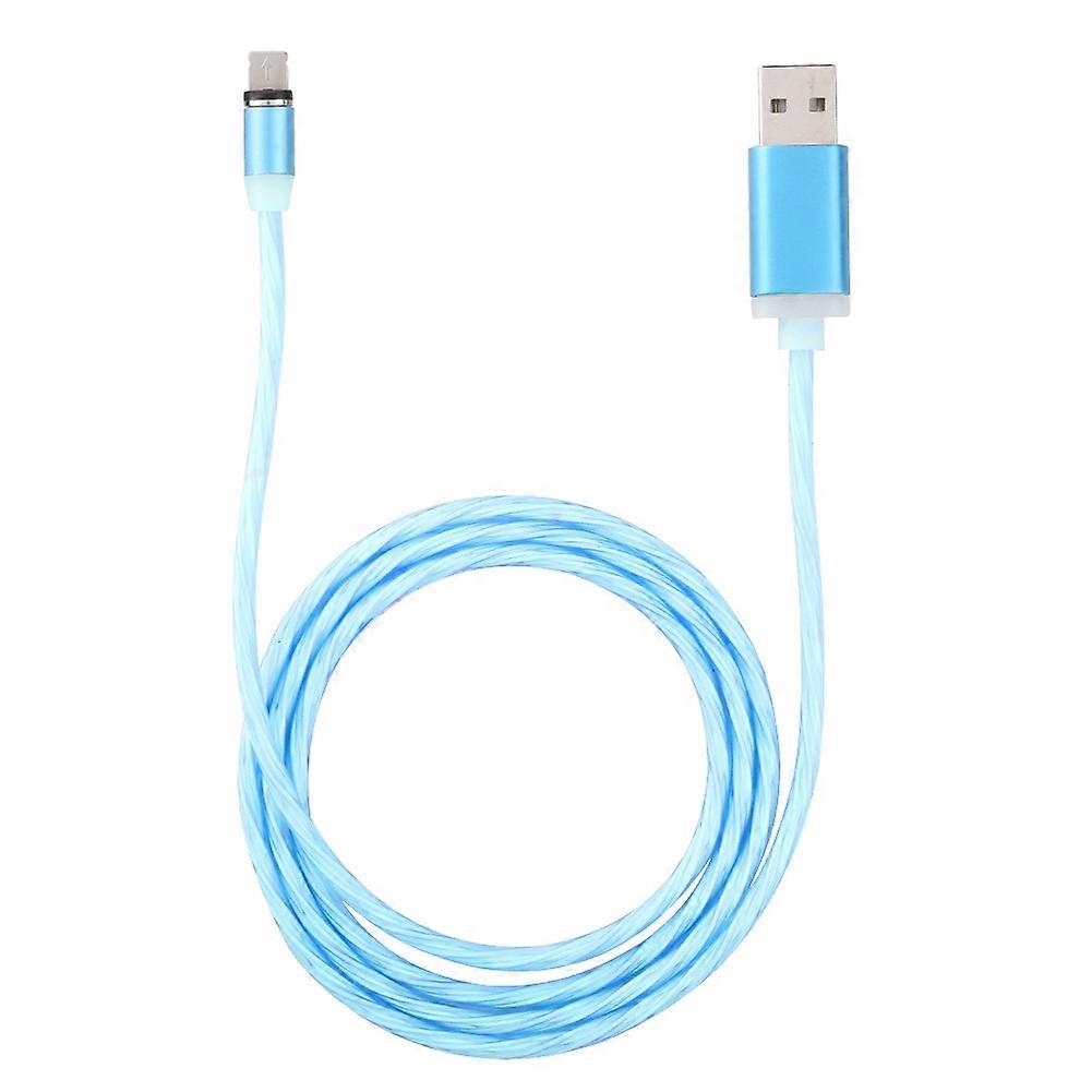 Blue Magnetic Fluorescent Charging Cable: Fast Charge, Glowing Data Line for iPhone/Android