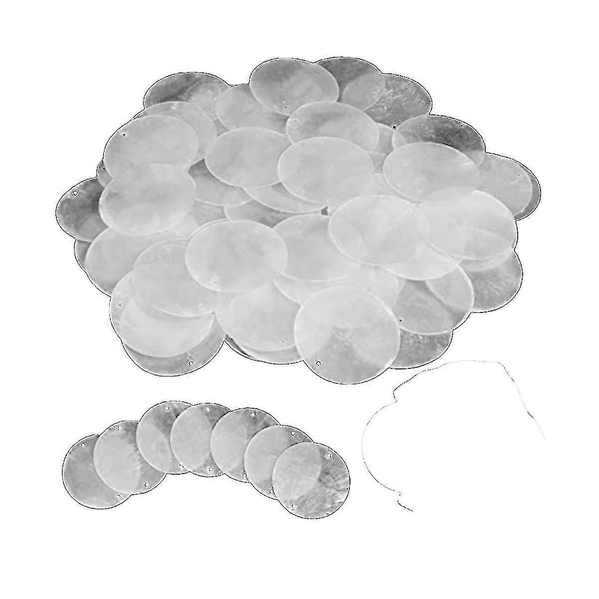 120 Pcs Natural Round Shells, Capiz Sea Shells with 2 Holes for Crafting - 2 Inch Oyster Shells