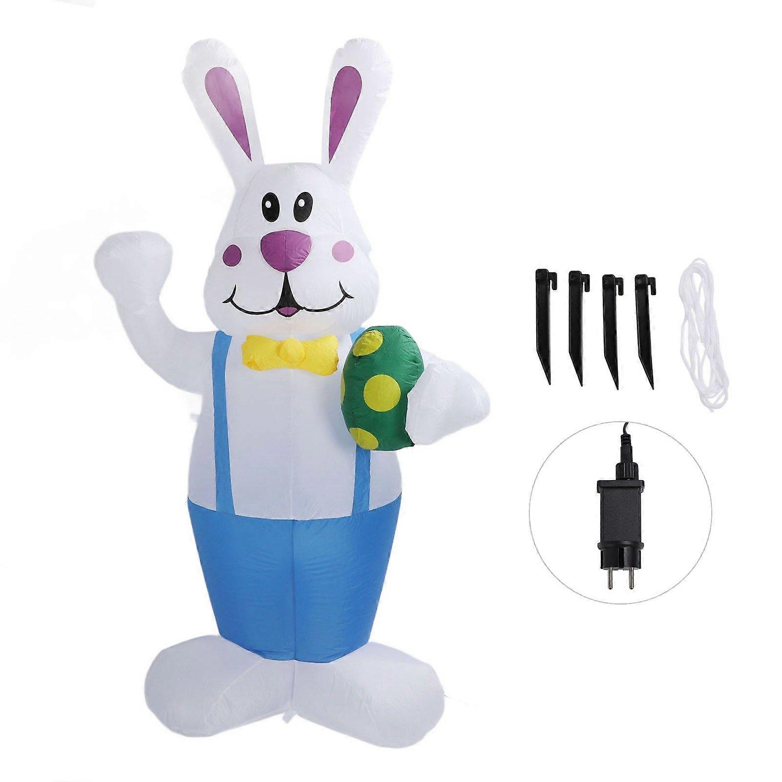 Inflatable Bunny Yard Decoration 6.2ft with LED Lighting Cute Easy Setup Blow Up Outdoor Decoration for Easter Christmas EU Plug 220V