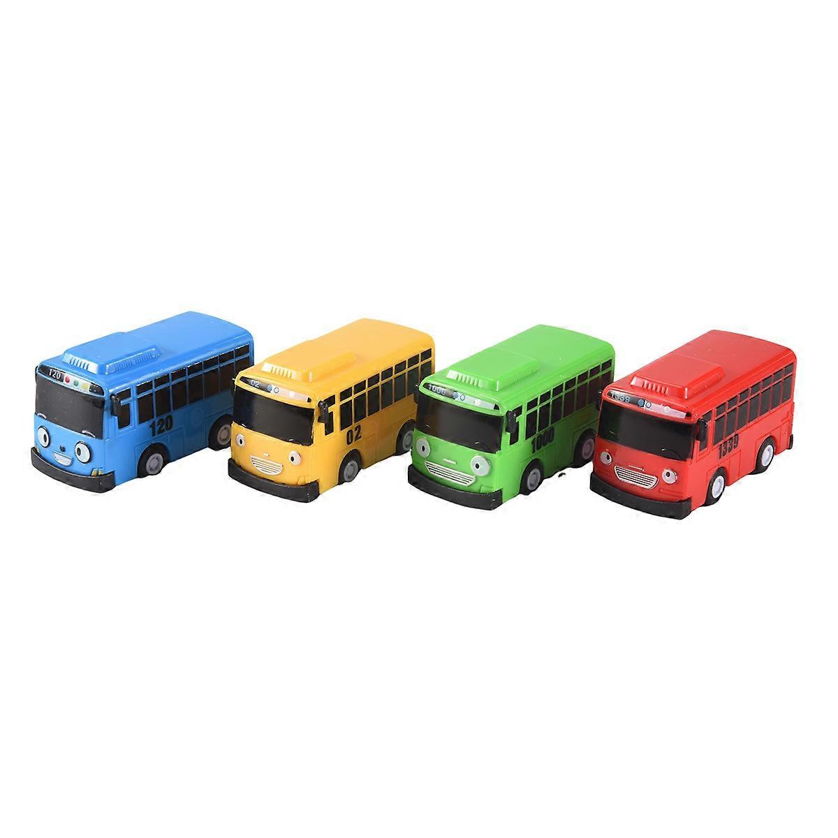 Little Bus Mini Plastic Pull Back Blue Red Yellow Green Bus Car Model