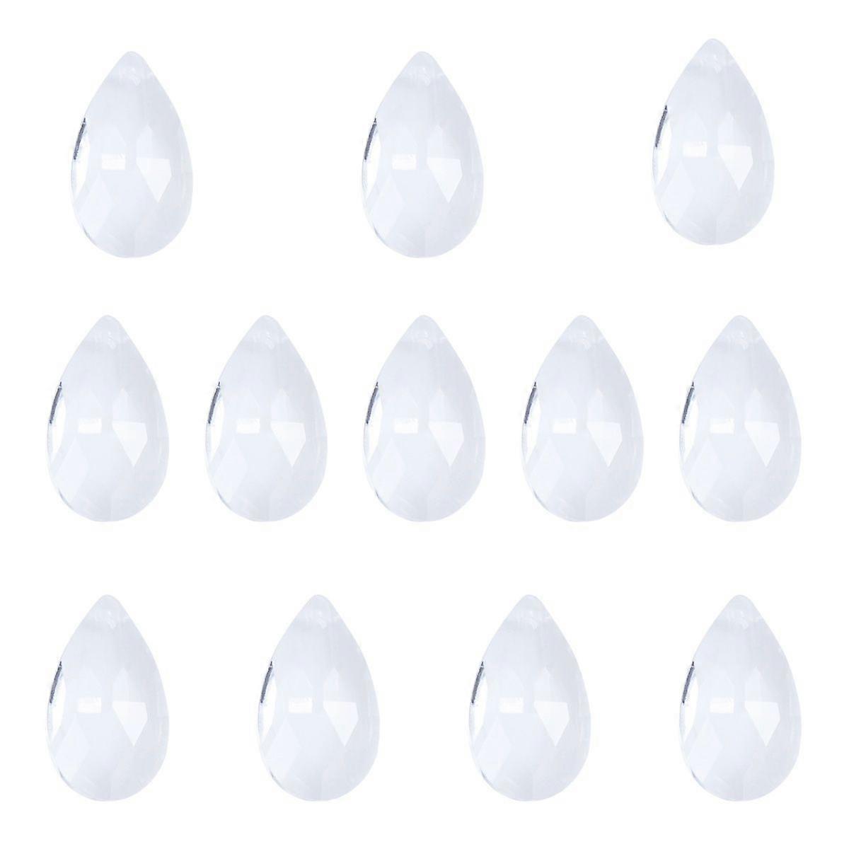 12pcs Klarkristall Kronleuchter Glas Kristall Anhänger Perlen Prismen Anhänger 28MM