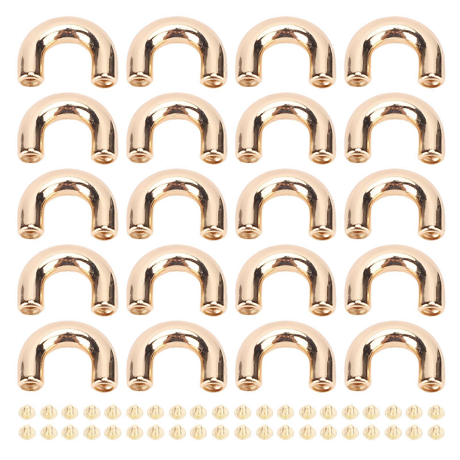 20 Sets D Connector Zinc Alloy Electroplating Arch Bridge D Ring Buckle and Iron Screws for Handbag Purse