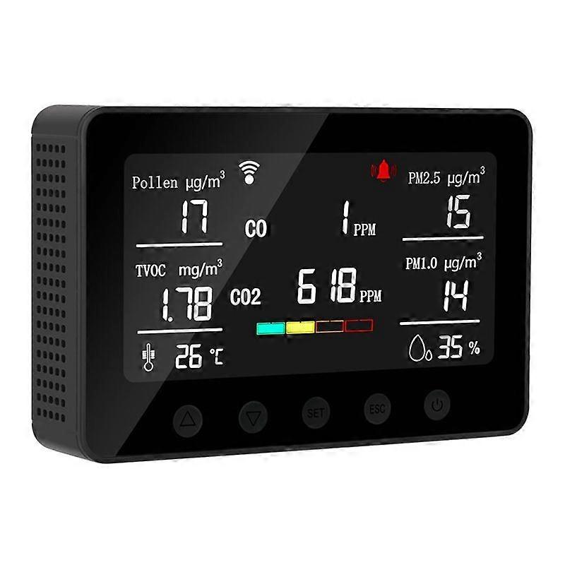 Multifunctional Air Detectors, Pollen/CO/CO2/TVOC/PM2.5/PM1.0/Humidity/Temperature Carbon Monoxide