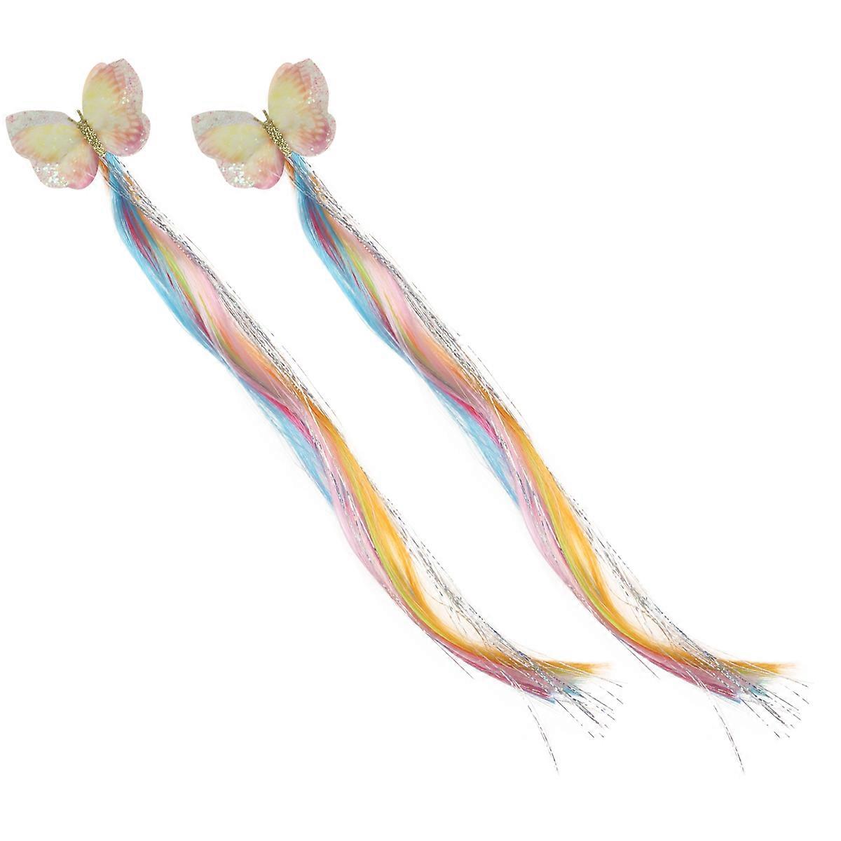 Kids Hair Extensions Rainbow Hair Extensions for Decoration 2Pcs