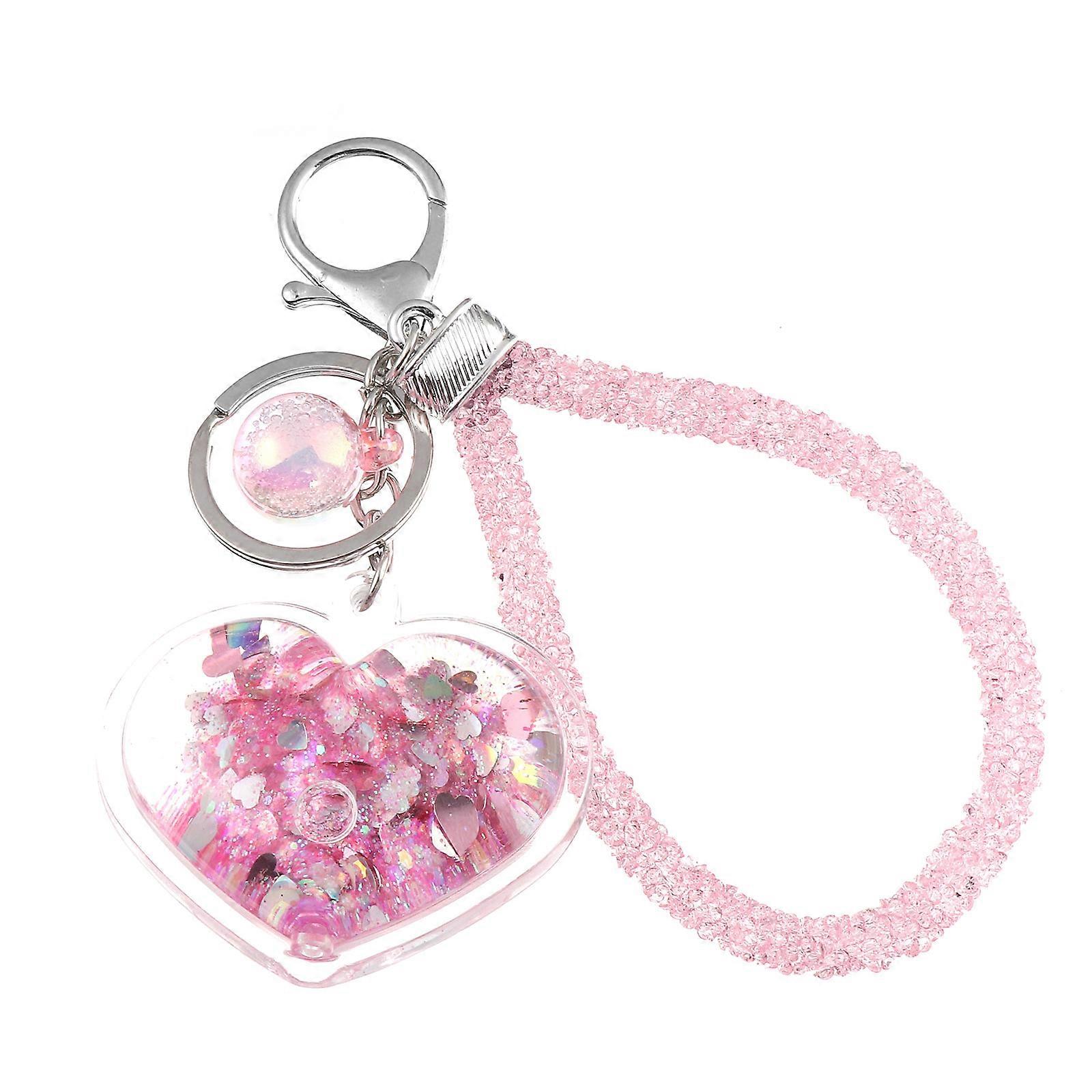 Heart Shape Keychain Love Key Chain for Decor 1Set Powder Design Pendant