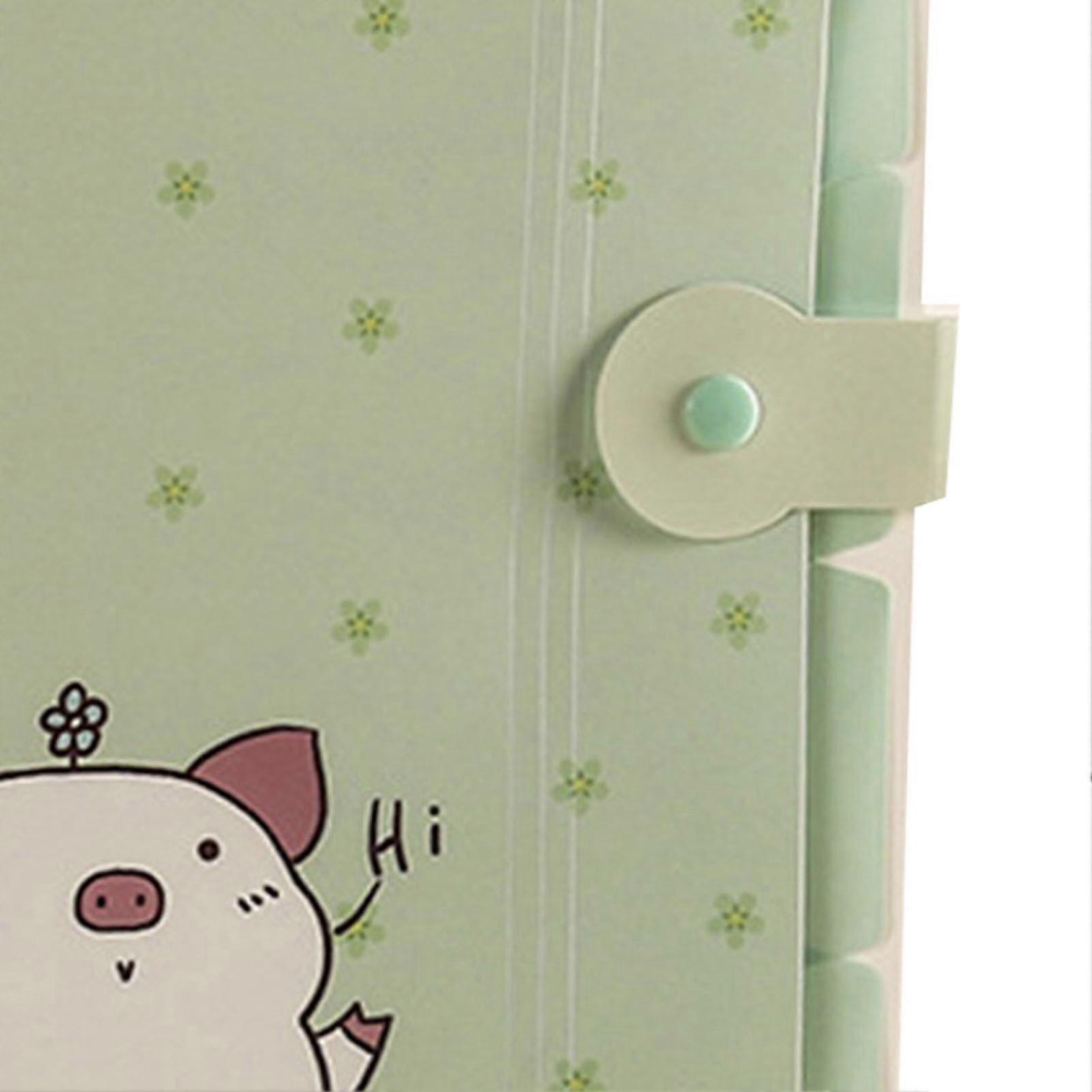 Green Piglet PP Expanding File Folder with Snaps, Cute Edge Seal