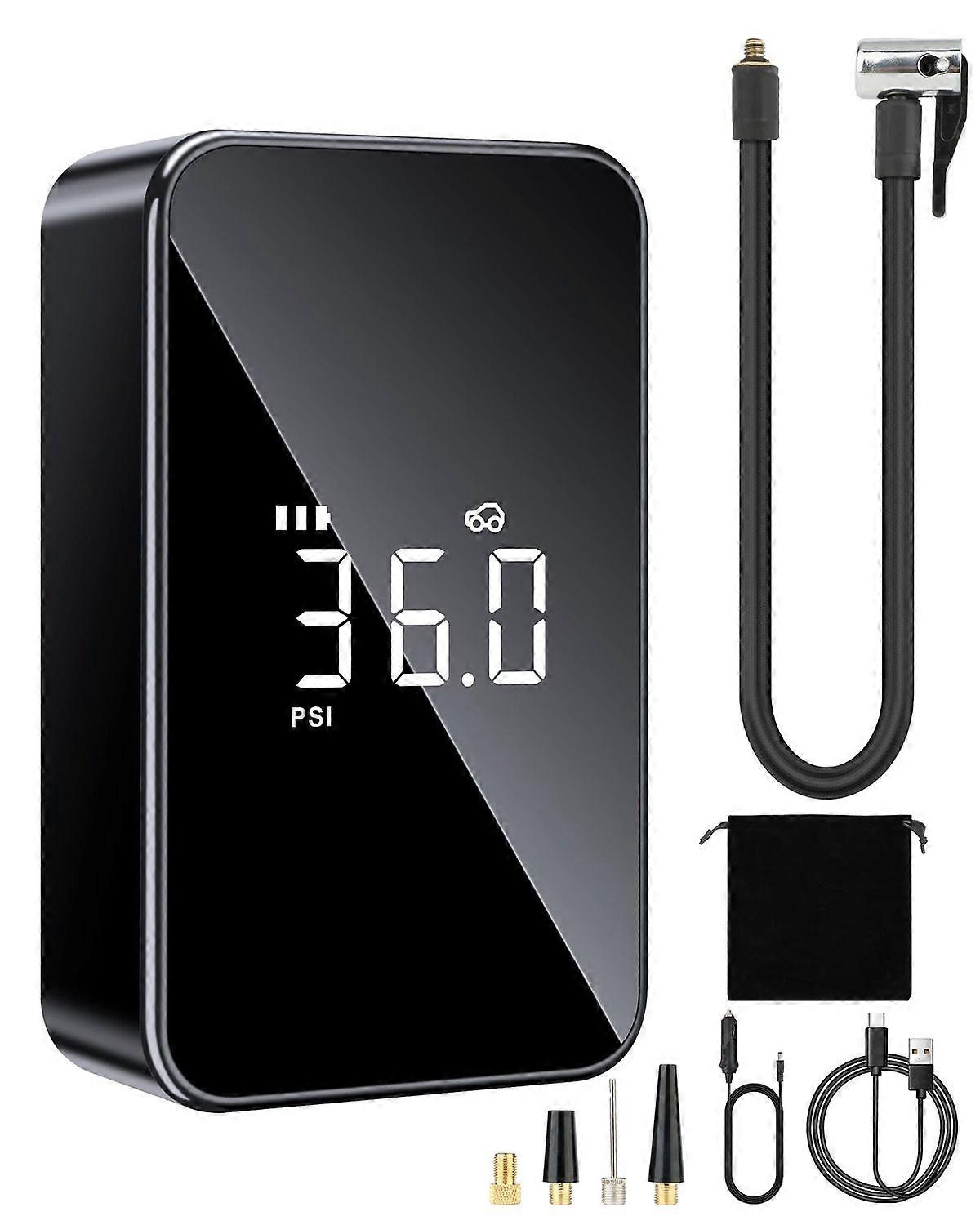 Tyre Inflator Cordless Car Tyre Pump with 40cm Inflatable Hoses 150Psi Portable Air Compressor with LCD Display, Electric Bike Pump with SOS Light for