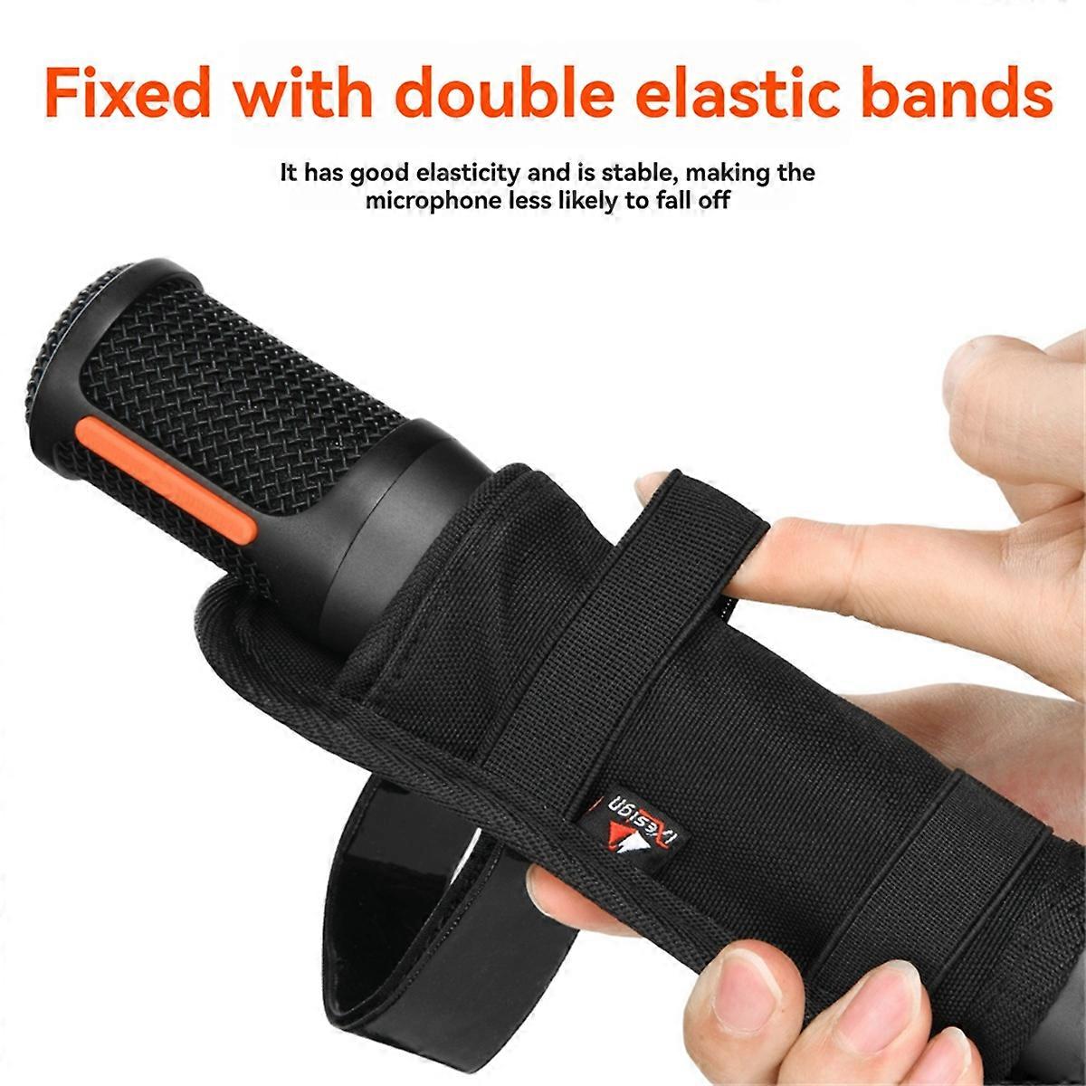 Microphone Holder for Standard Wireless Microphone Nylon Mic Holder Storage Case with Hook and Loop