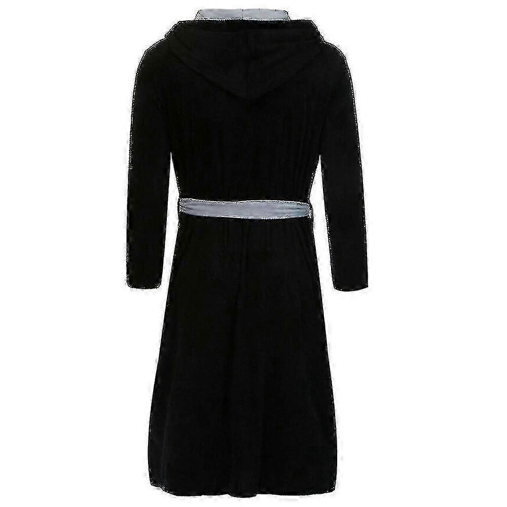 Hooded fleece robe for men - Soft warm bathrobe with pockets for home relaxation