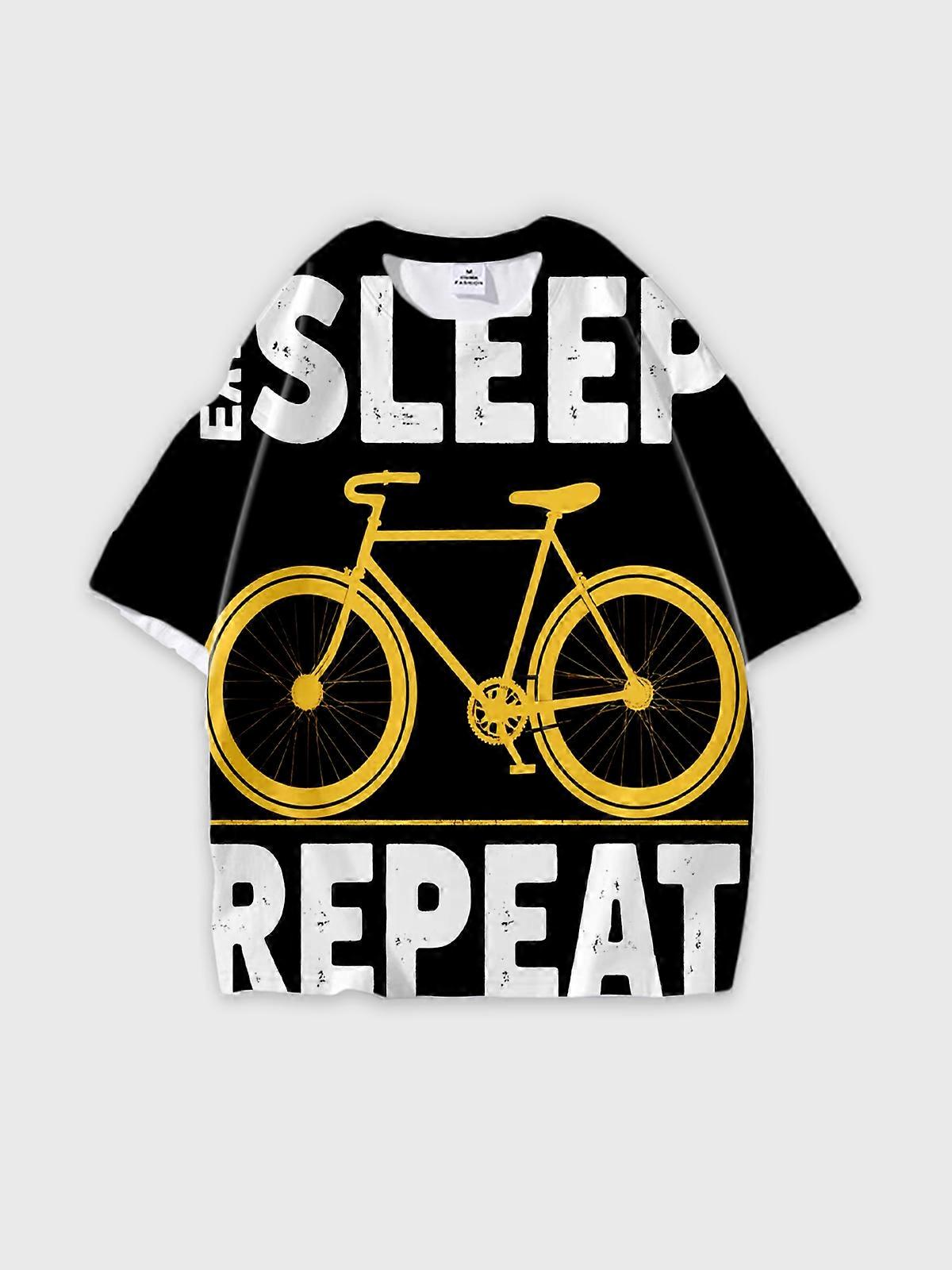 T-Shirt Round Neck, Loose Short Sleeve Pattern Graphic Tee, Unisex Summer Casual Top W2675