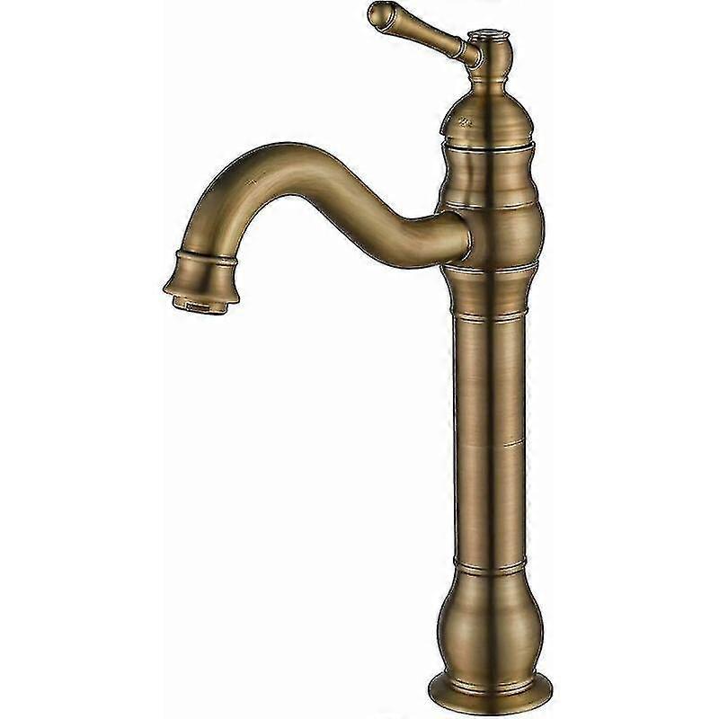 Retro Brass Basin Tap with 360 Rotation and Elevated Spout Design