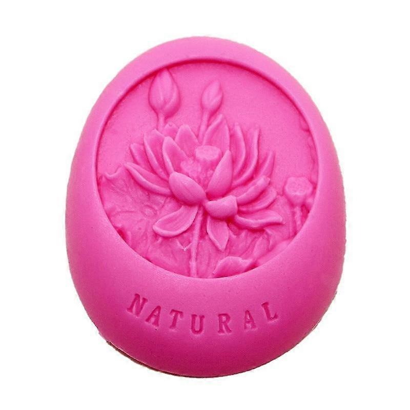 Oval Shape Lotus Pattern Silicone Soap Mold