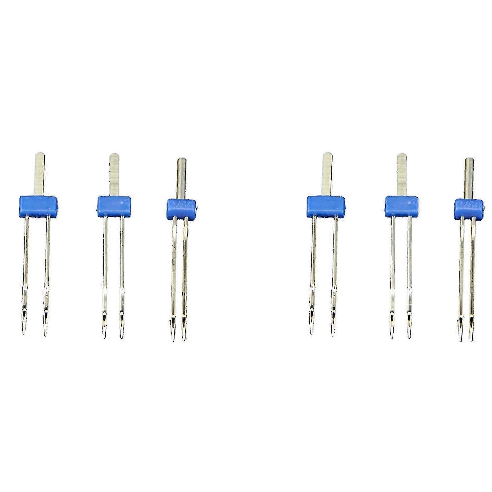 6 X Double Twin Needles Pins Sewing Machine Size 2.0/90,3.0/90,4.0/90 Set(blue)
