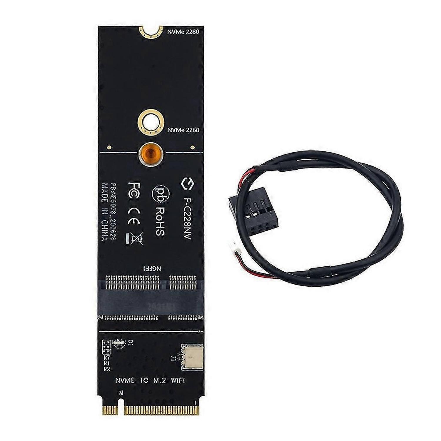 NGFF M.2 +E Key Slot to M.2M Key PCI-Express WiFi Card Adapter