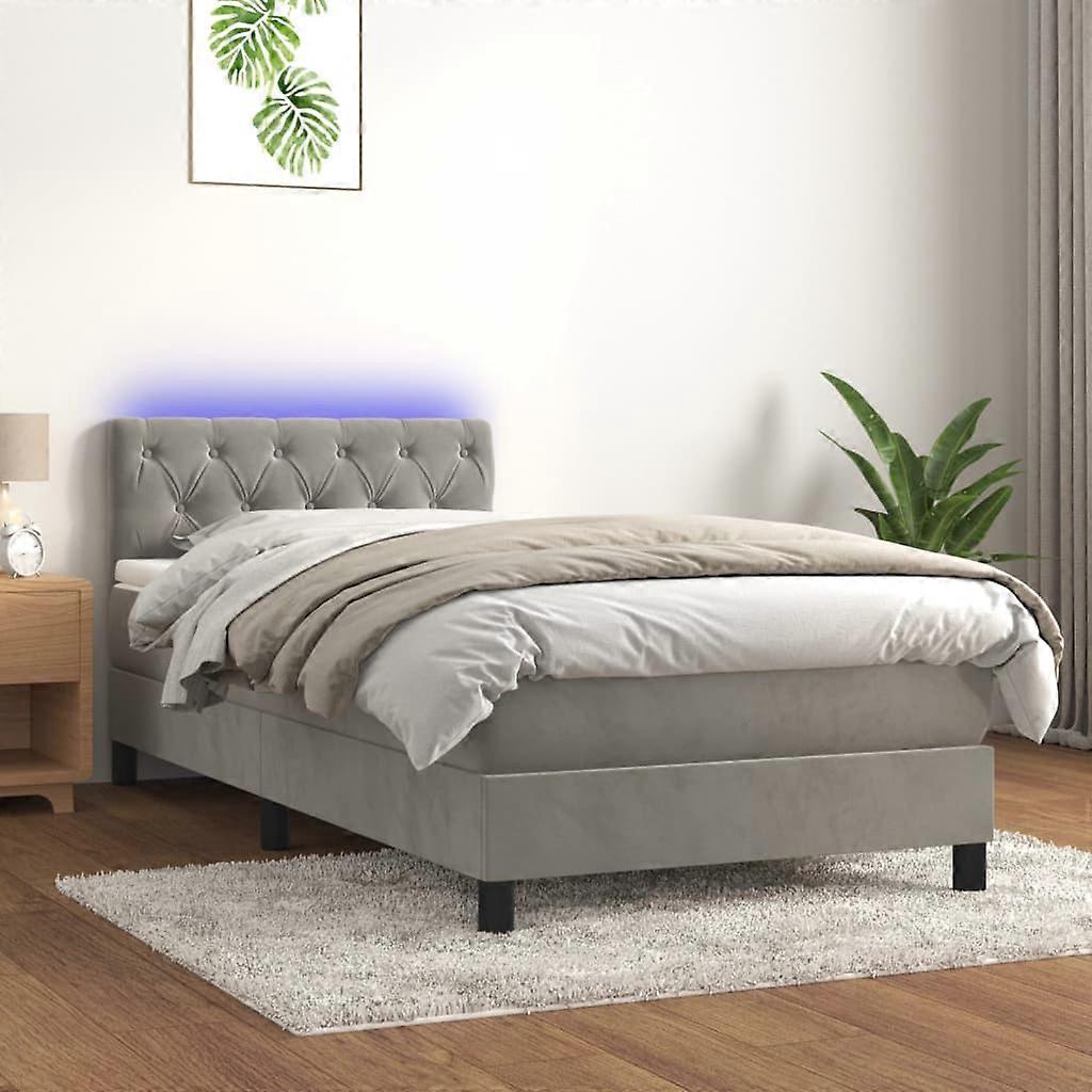Boxspringbett mit Matratze & LED Hellgrau 80x200 cm Samt