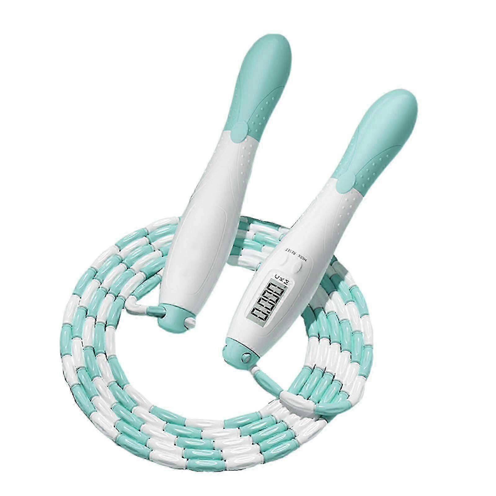 Portable Blue Children's Soft Beaded Segment Skipping Rope with Integrated Counters