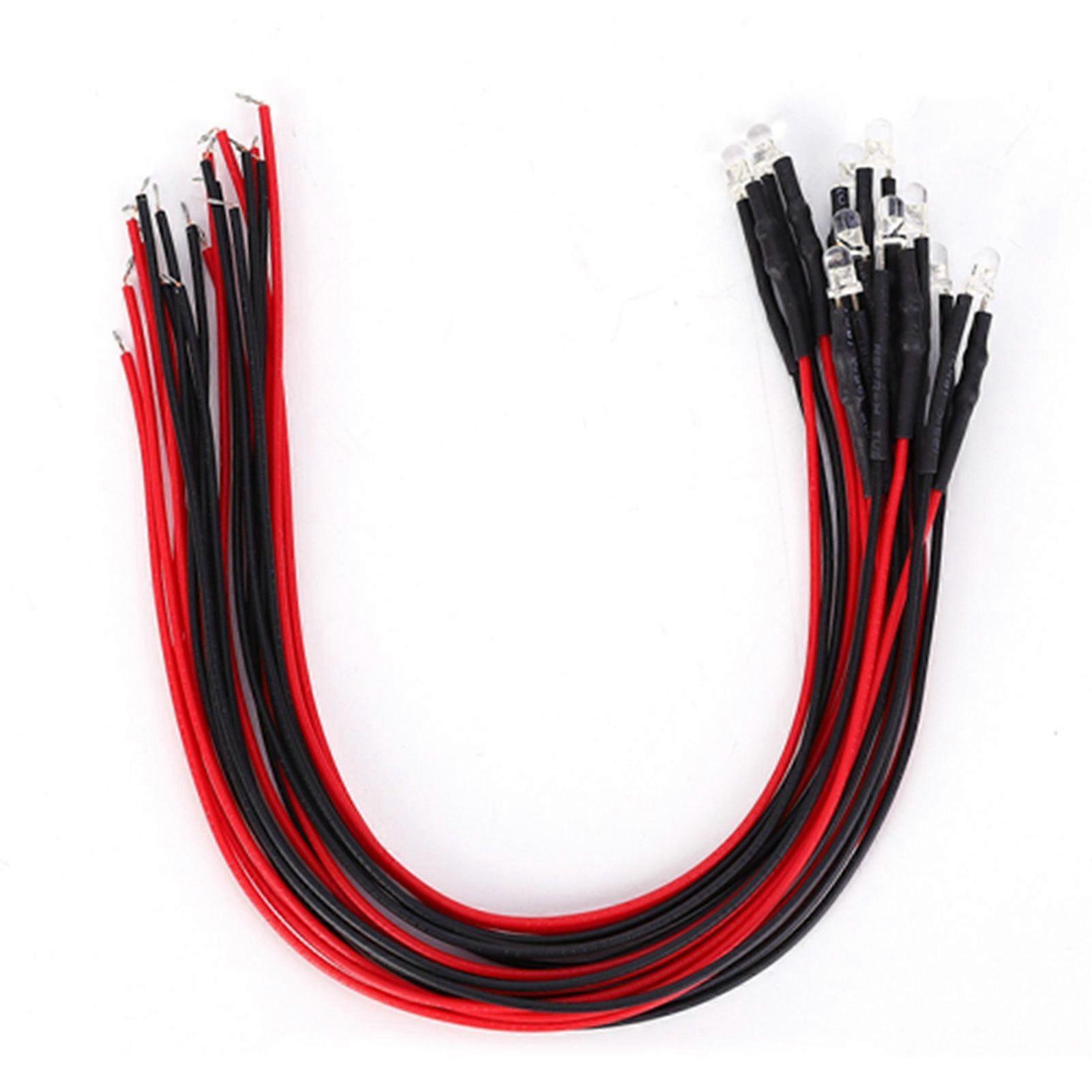 50Pcs Diode Wired Luminous Round Head Highlight Straight Plug LED Beads 12V 3mm