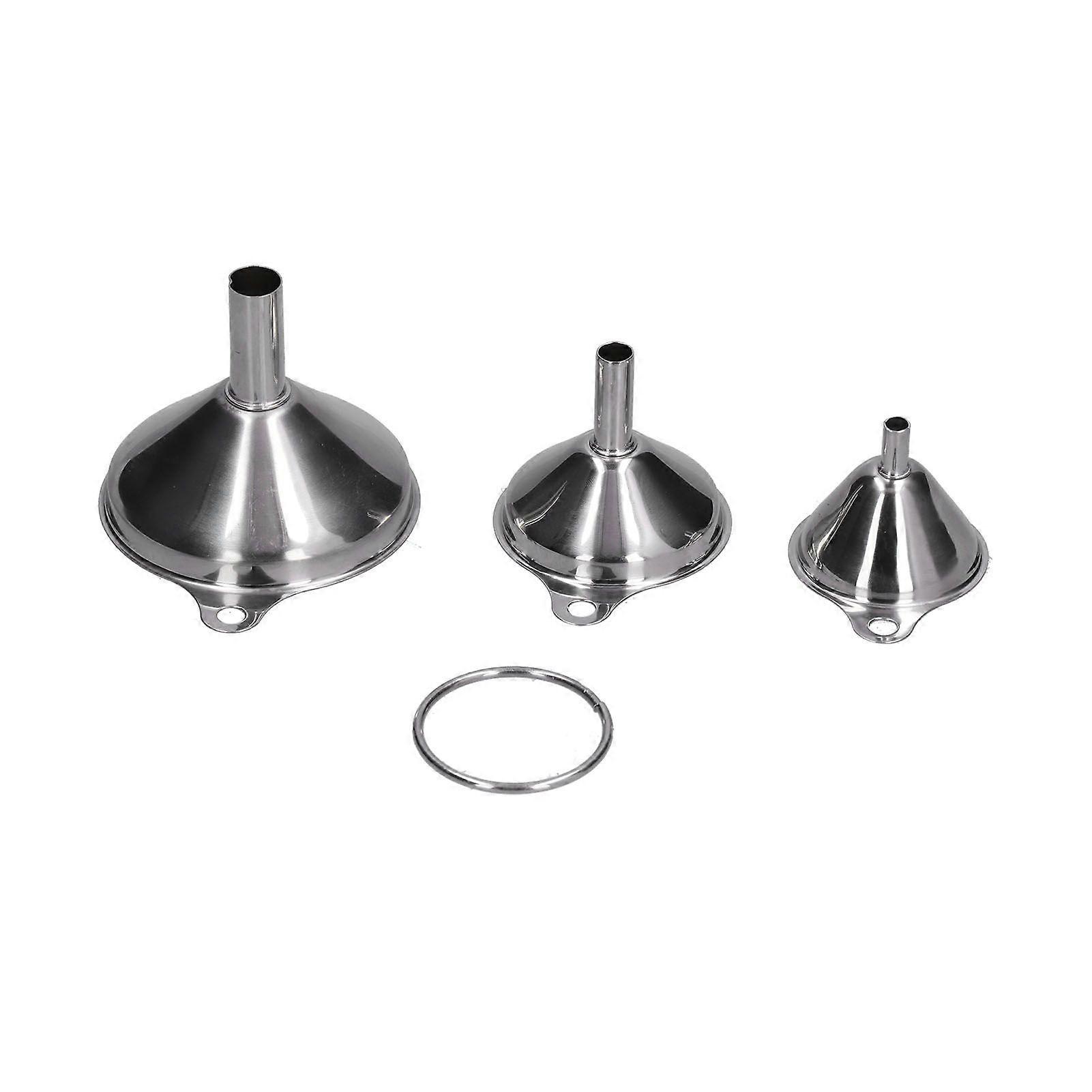 3Pcs Stainless Steel Funnel Filling Bottles Funnel Oil Leaking Separatory Funnel Integrated Liquid Dispenser with Circle