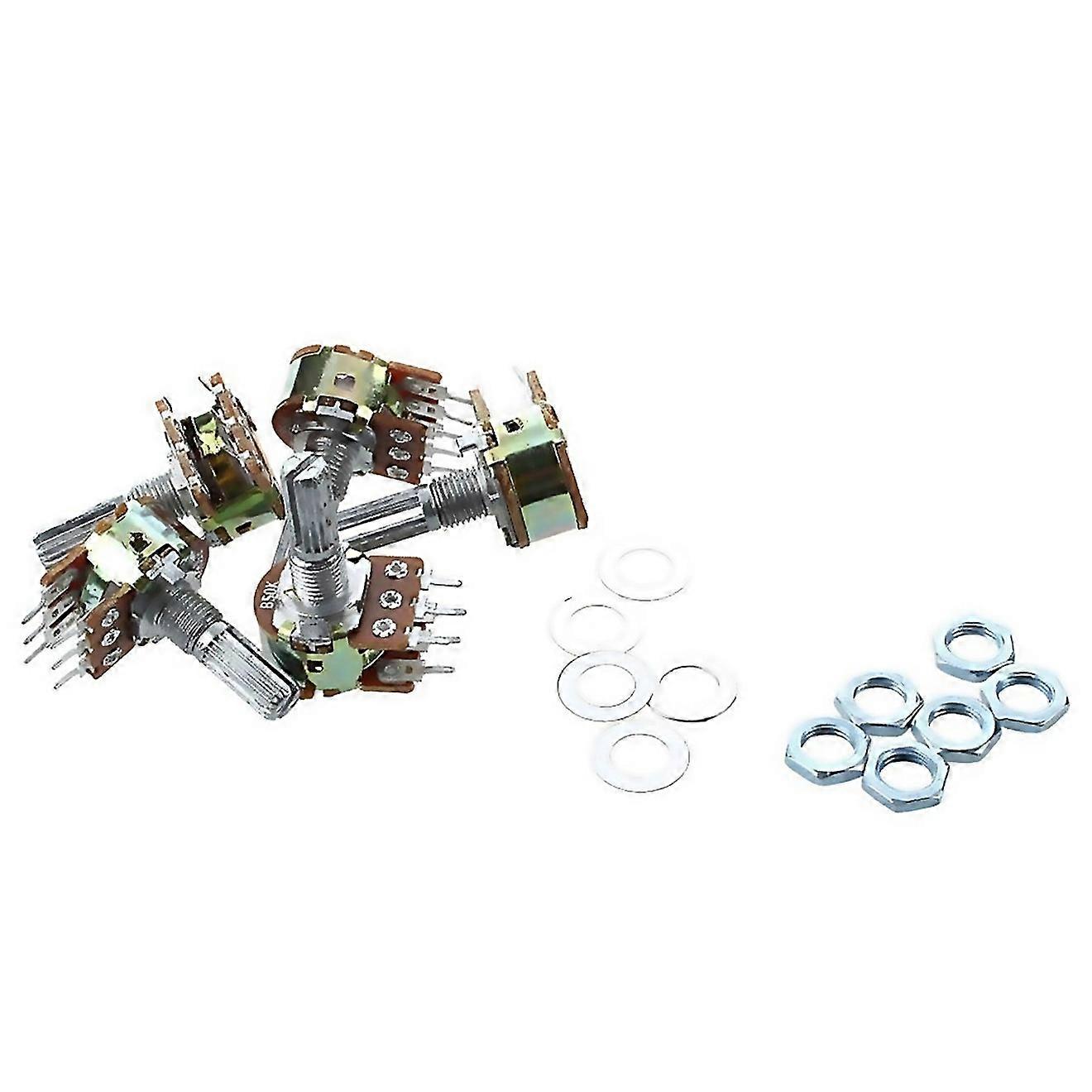 For 5 Pcs B50k 50k Ohm 6 Pins Split Shaft Rotary Linear Dual Taper Potentiometers