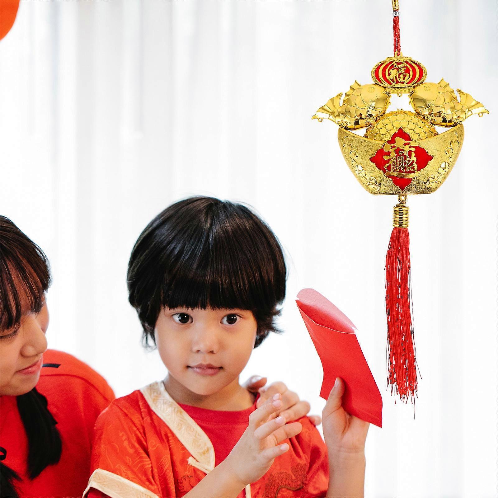 Ingot Goldfish Hanging Pendant for Decor 1Pcs Chinese New Year Feng Shui Ornament