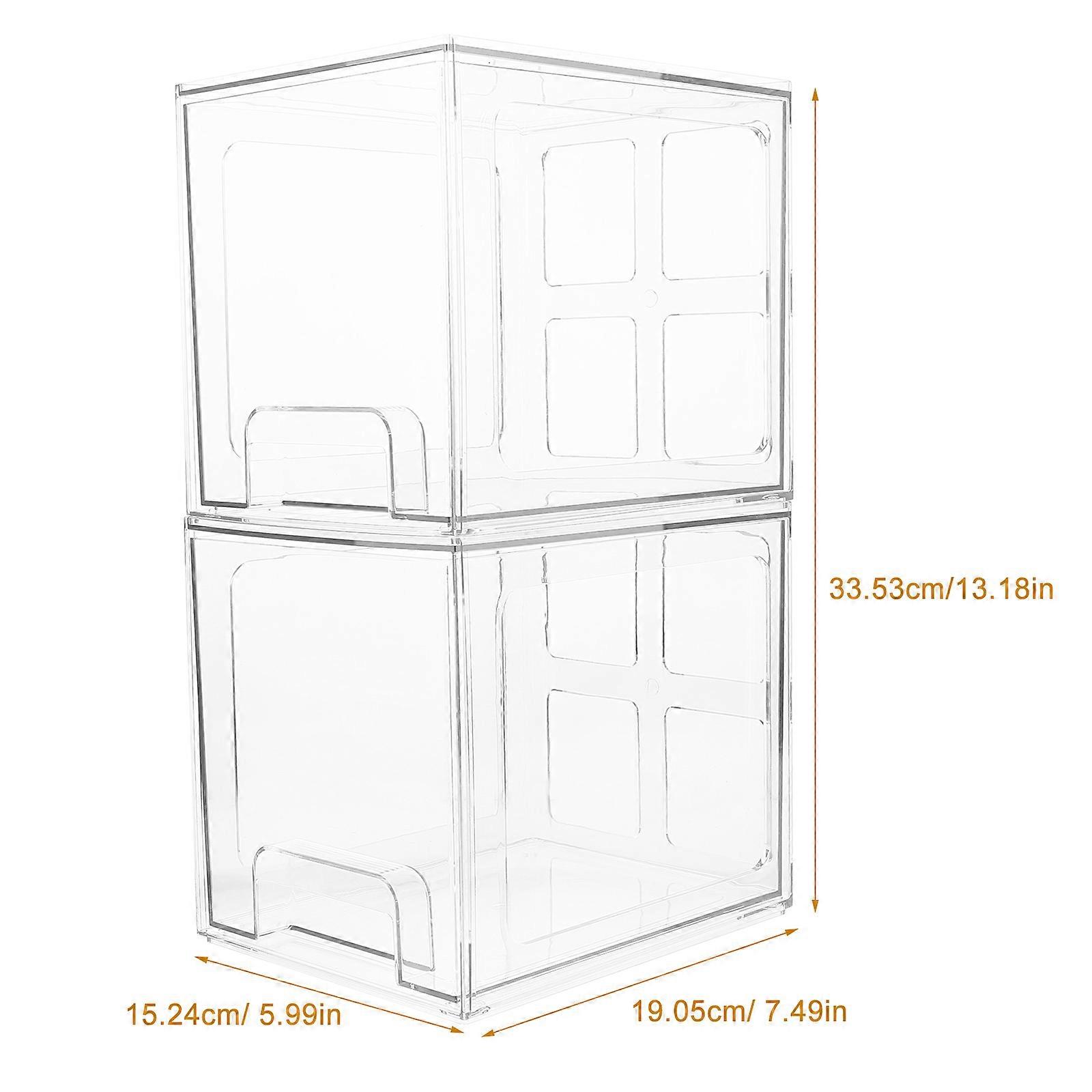 Desk Storage Box Makeup Organizer Desktop Use Transparent Pet Material Storage Holder 2Pack