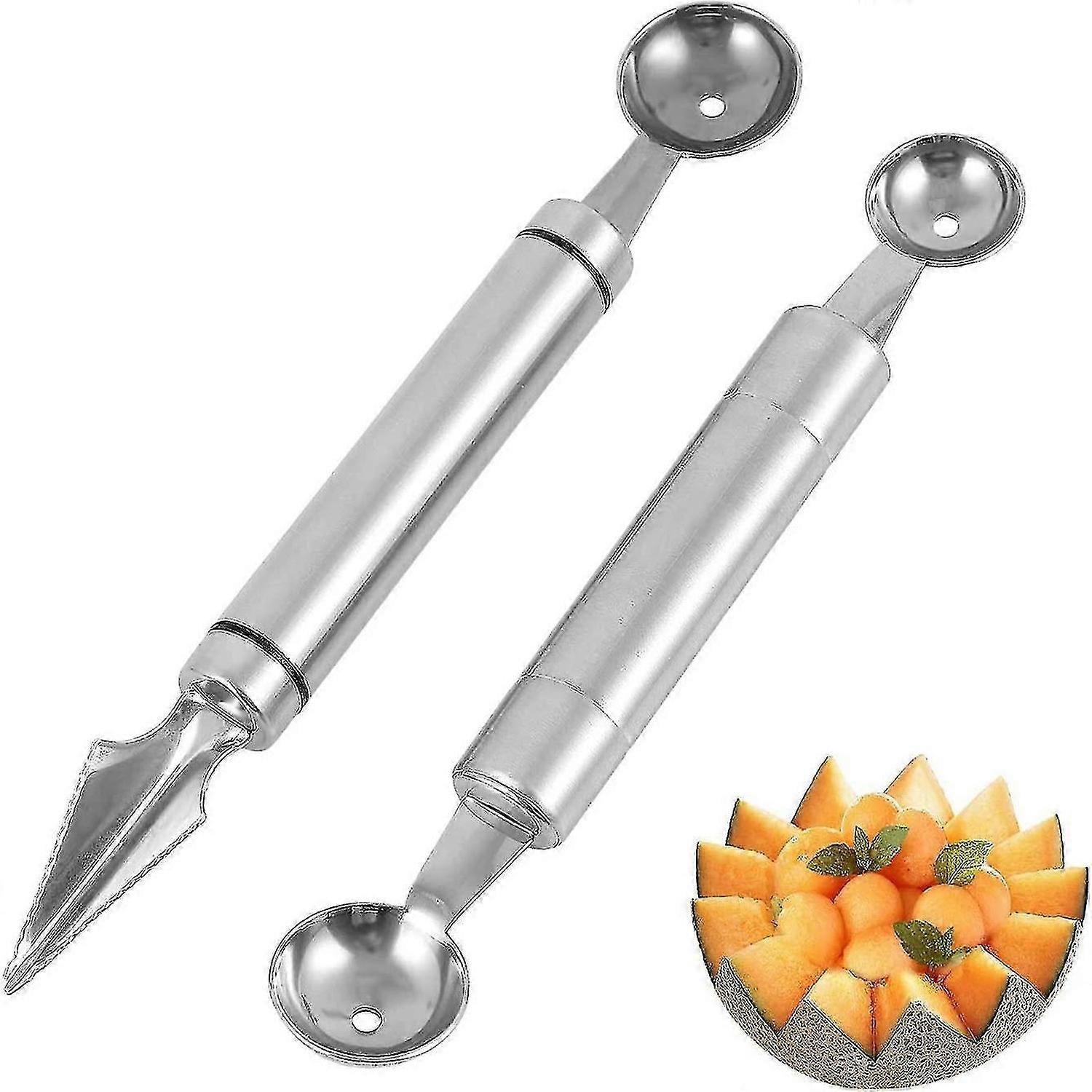 Melon spoon, stainless steel fruit decorative carving knife, double -function ball spoon
