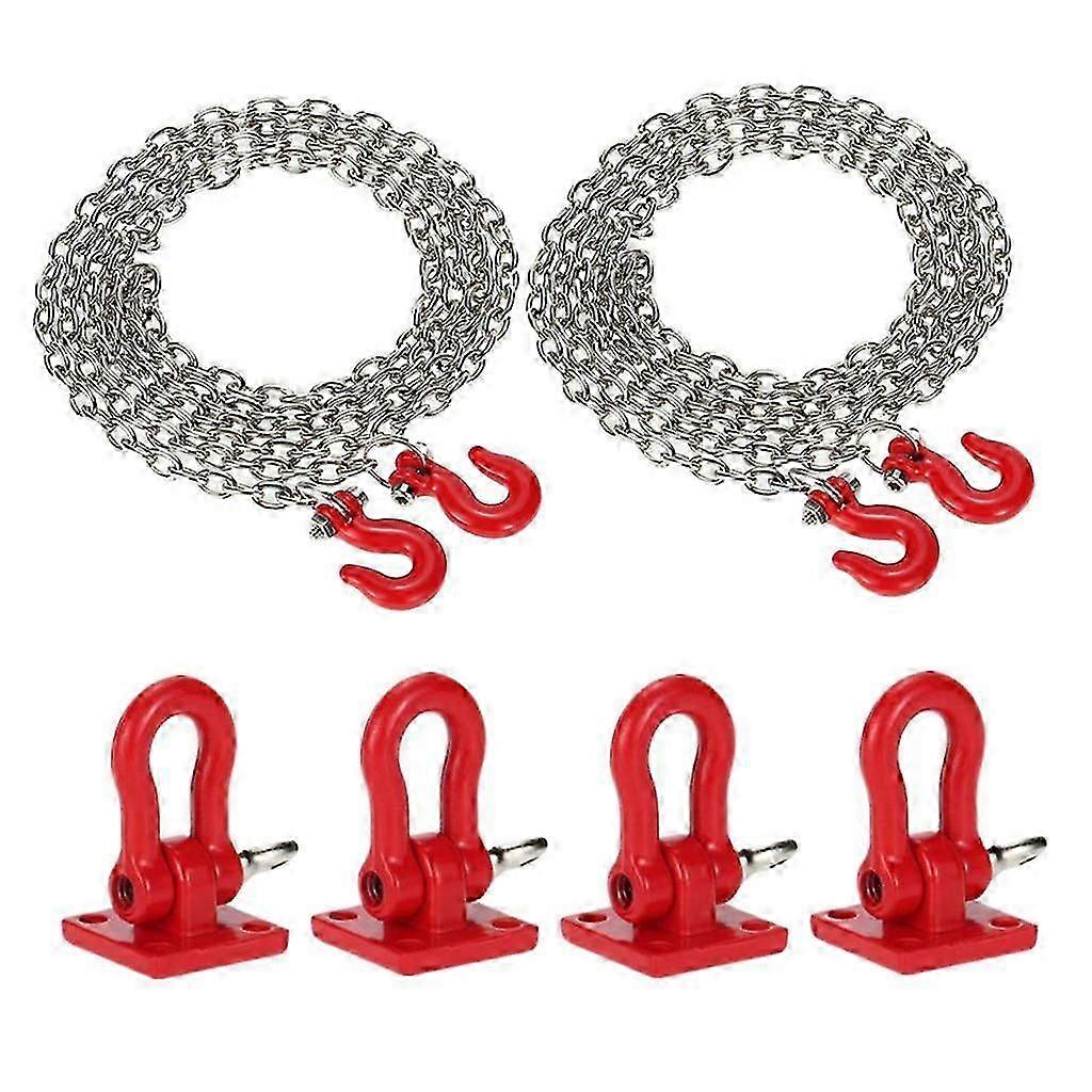 6PCS RC Rock Crawler 1:10 Tow Hook+Steel Tow Chain for Hsp Axial Scx10 D90 Car