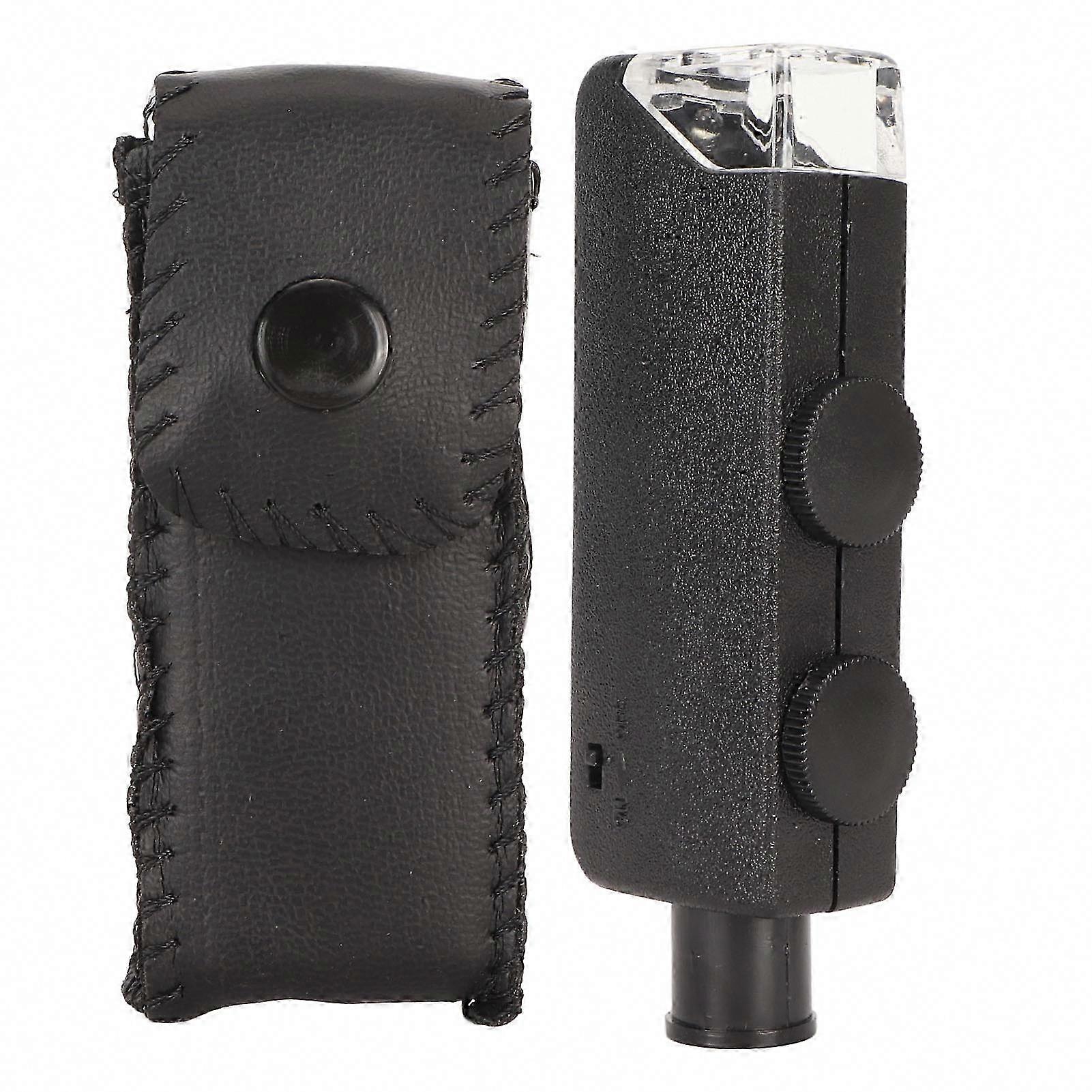 60x-100x LED Illuminated Pocket Microscope with Adjustable Zoom Aspheric Lens System, Mini Portable Microscope