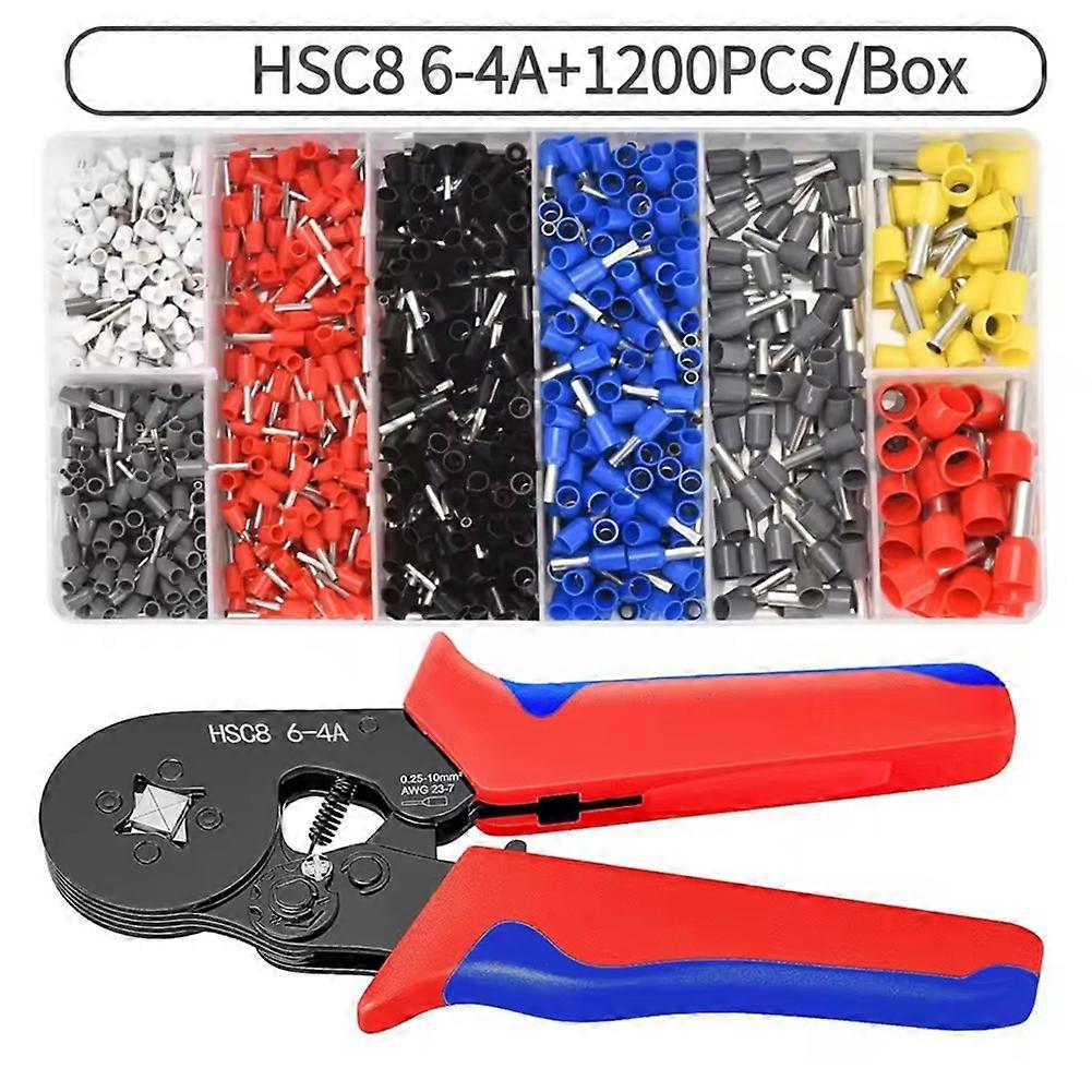 Self-Adjusting Wire Ferrule Crimper Set With Connectors Ergonomic Design Ensures Comfortable Fatigue-Free Use for Diy Electronics Appliance Repair