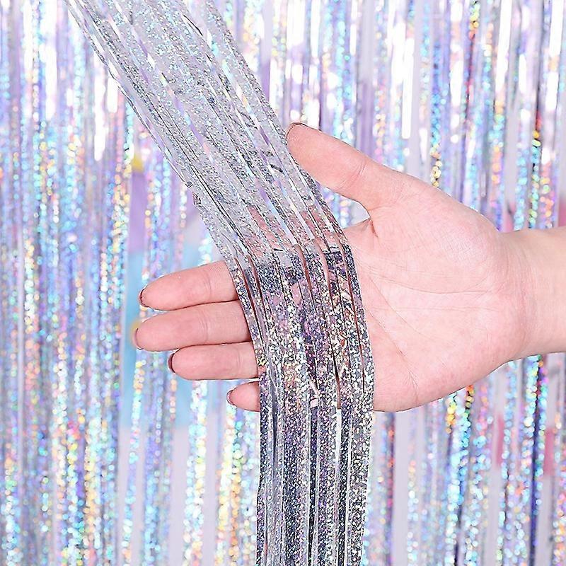 Backdrop Curtains Glitte Tinsel Fringe Foil Curtain 1x2.5m